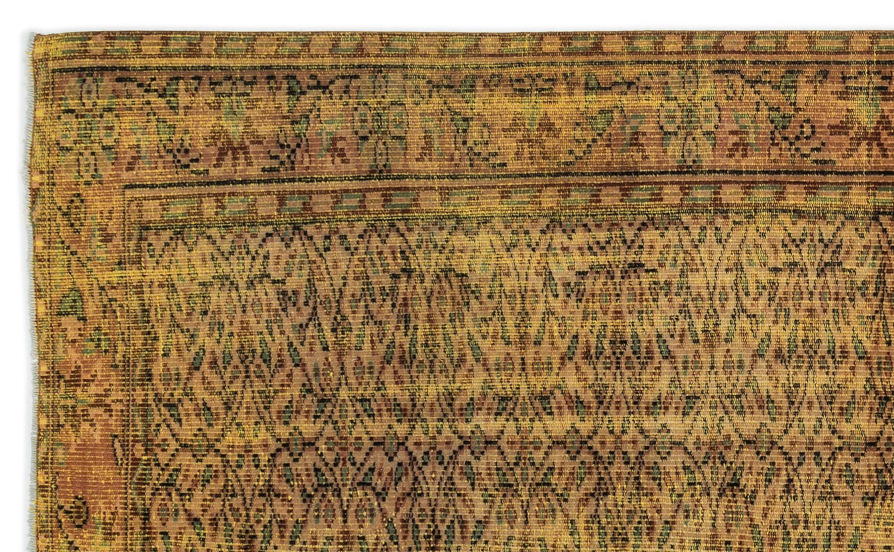 Atina 14583 Yellow Vintage Wool Handmade Area Rug 5'3" x 8'6"