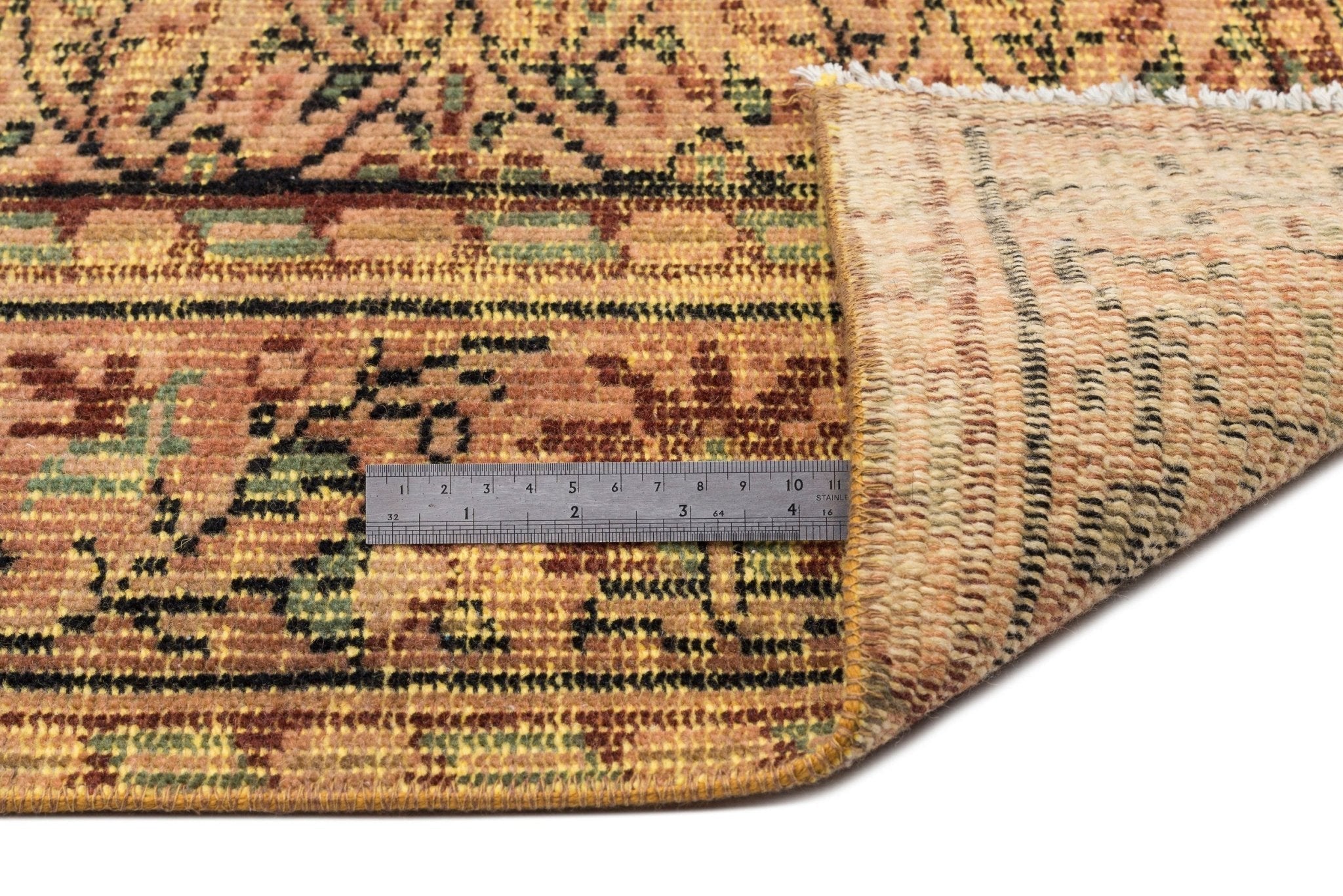 Atina 14583 Yellow Vintage Wool Handmade Area Rug 5'3" x 8'6"
