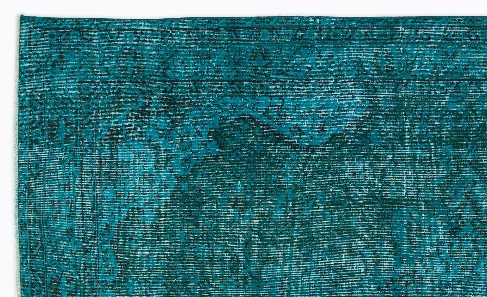 Atina 14605 Turquoise Vintage Wool Handmade Area Rug 5'4" x 8'11"