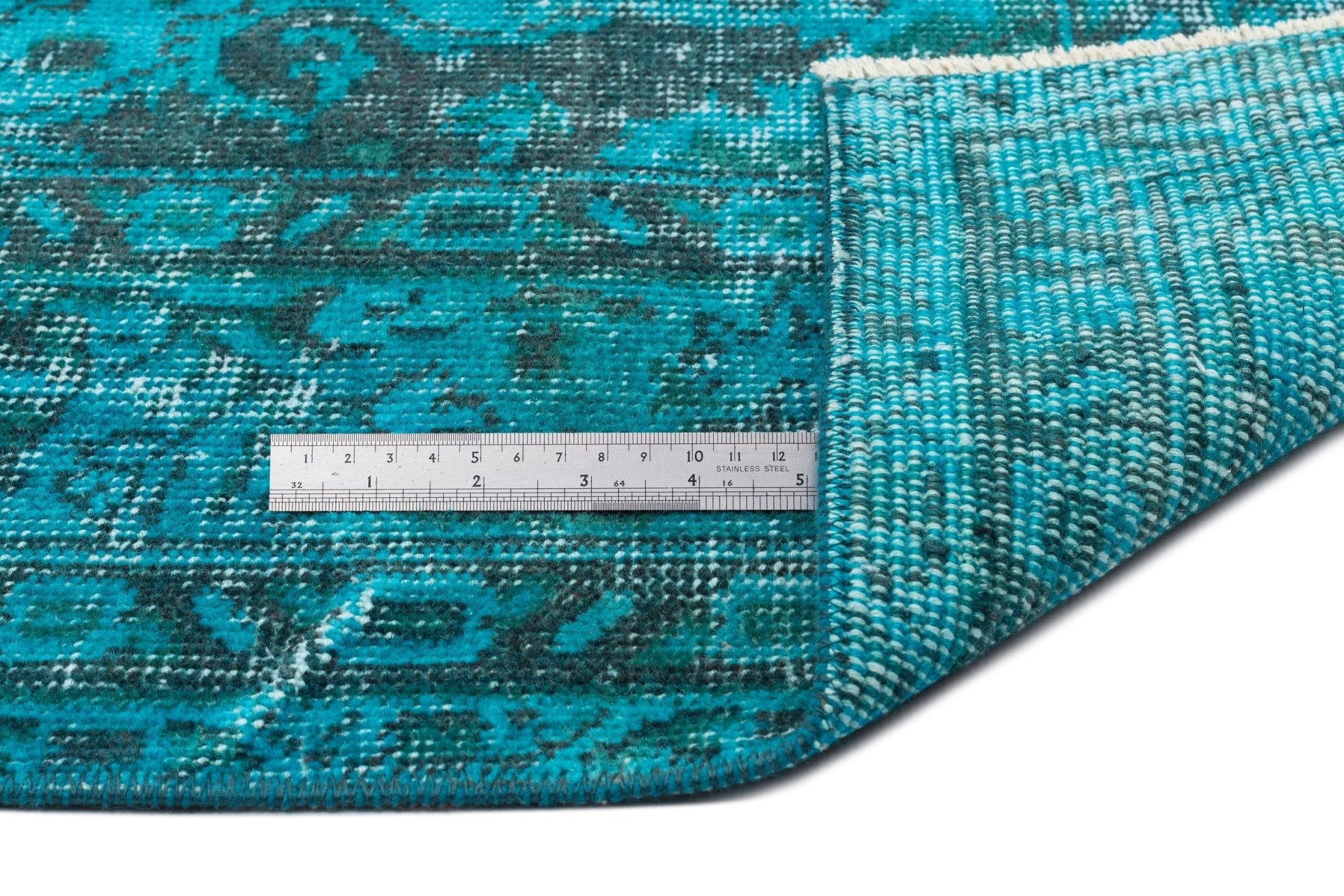 Atina 14605 Turquoise Vintage Wool Handmade Area Rug 5'4" x 8'11"