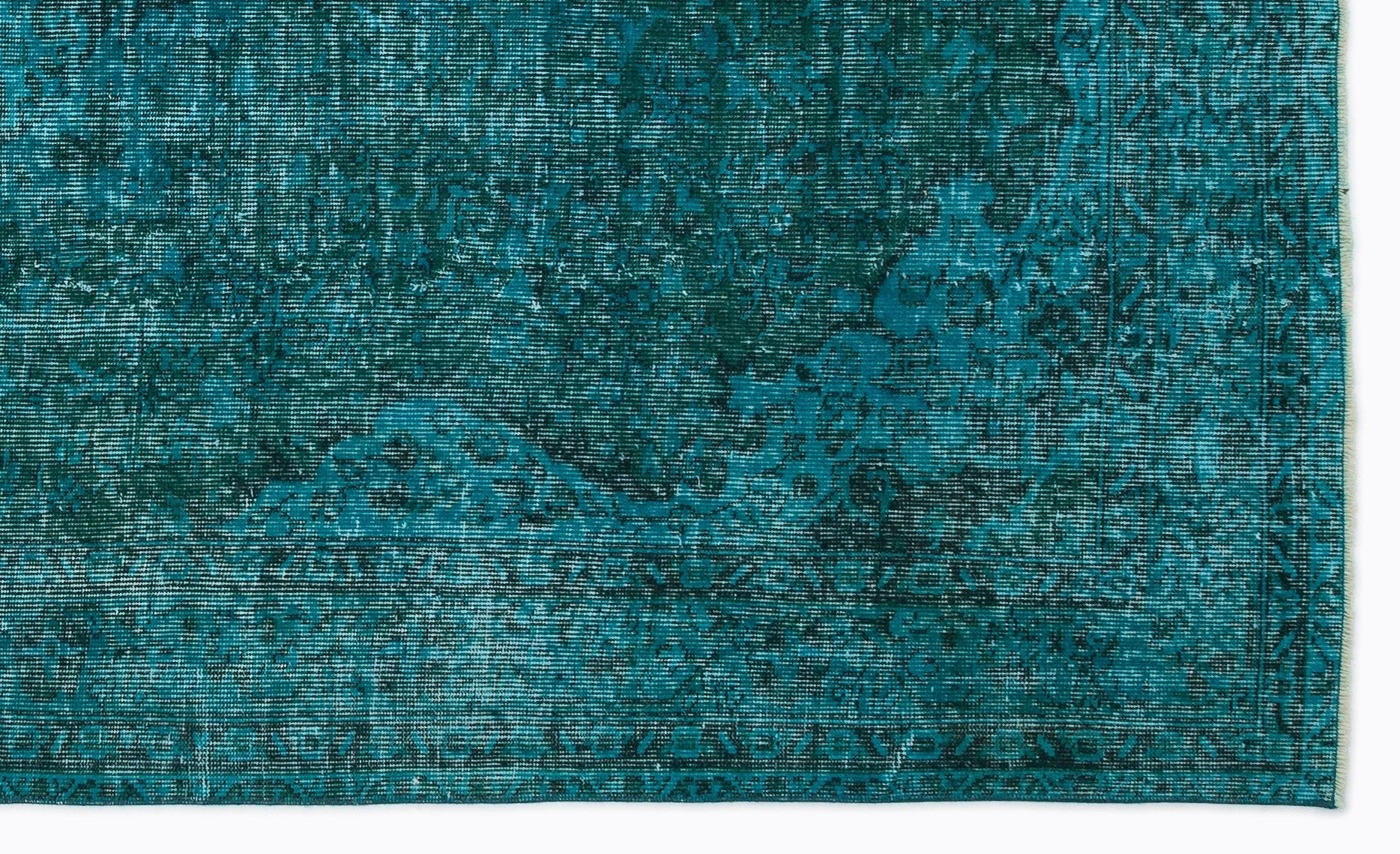 Atina 14605 Turquoise Vintage Wool Handmade Area Rug 5'4" x 8'11"