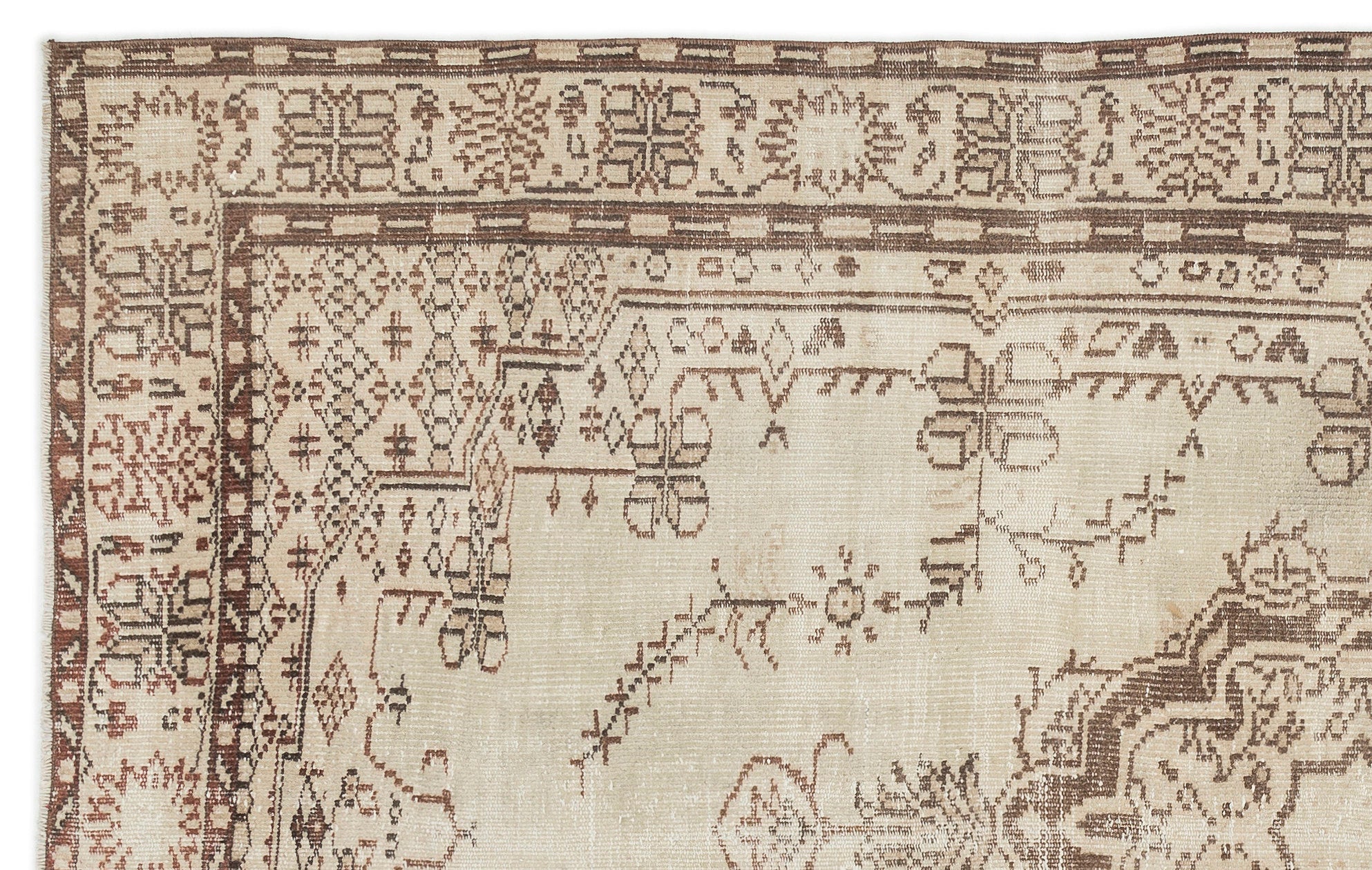 Atina 14678 Beige Vintage Wool Handmade Area Rug 6'0" x 9'6"