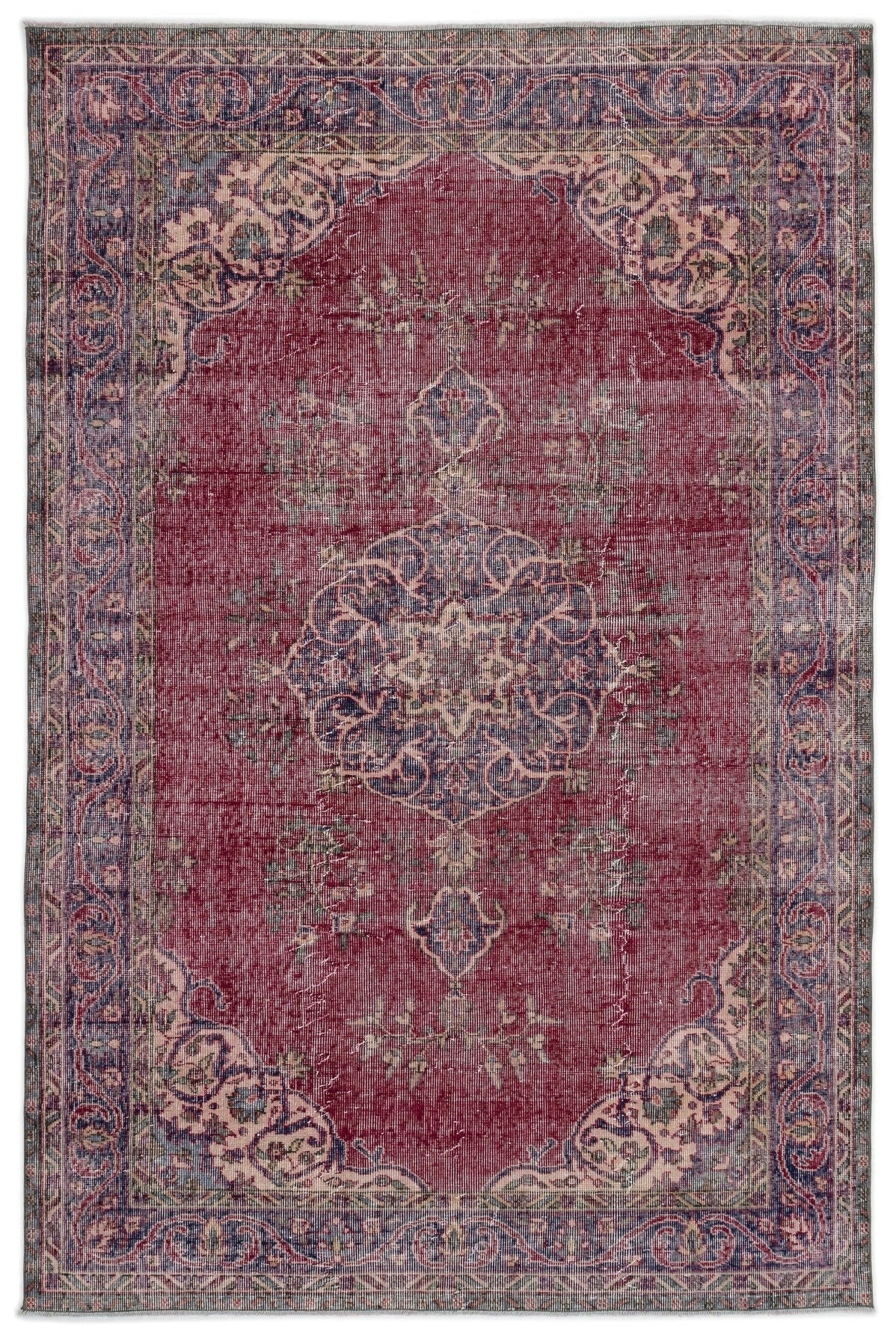 Atina 14736 Red Vintage Wool Handmade Area Rug 5'10" x 8'10"