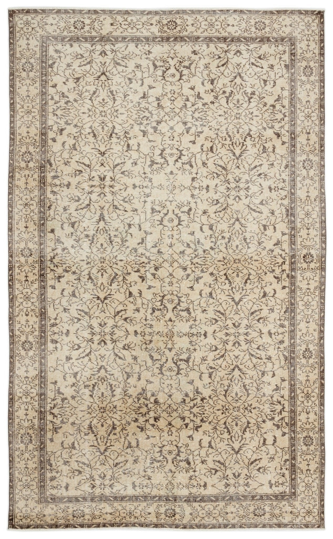 Atina 14754 Beige Vintage Wool Handmade Area Rug 6'1" x 9'11"