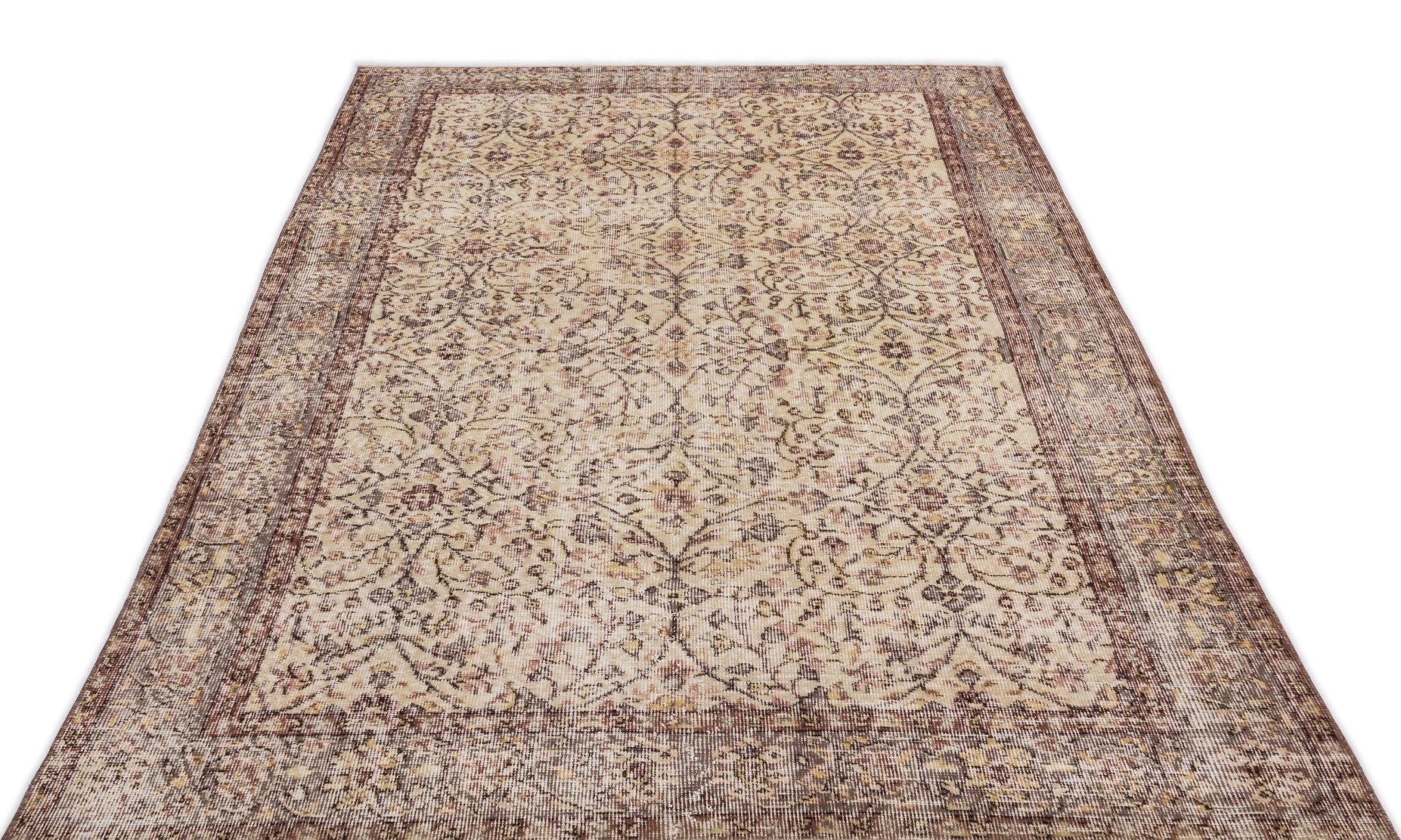 Atina 14760 Beige Vintage Wool Handmade Area Rug 5'1" x 8'8"