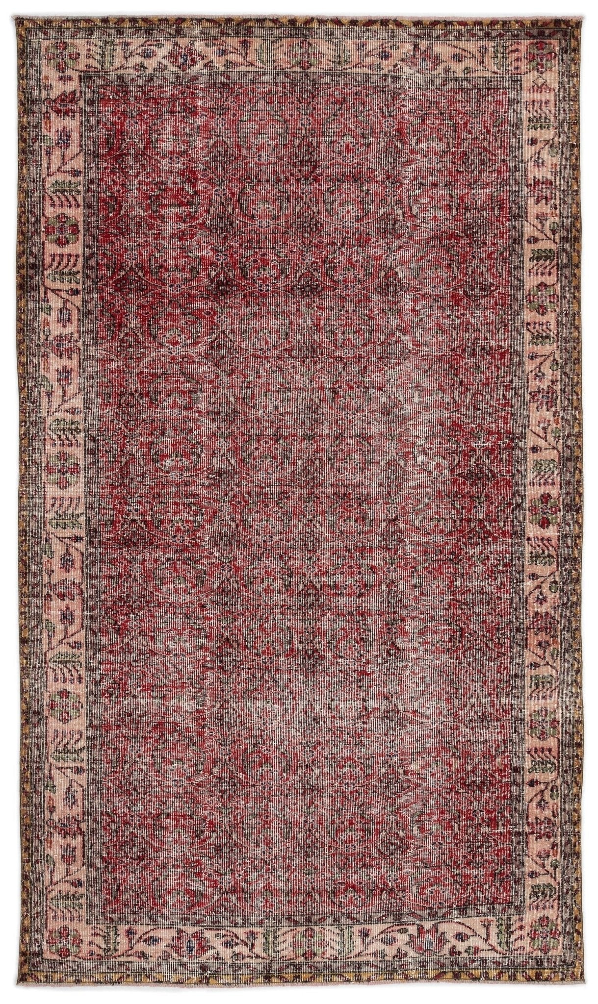Atina 14778 Red Vintage Wool Handmade Area Rug 5'2" x 9'3"