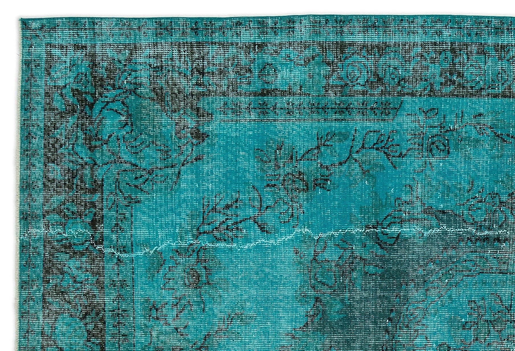 Atina 14983 Turquoise Vintage Wool Handmade Area Rug 5'10" x 8'8"