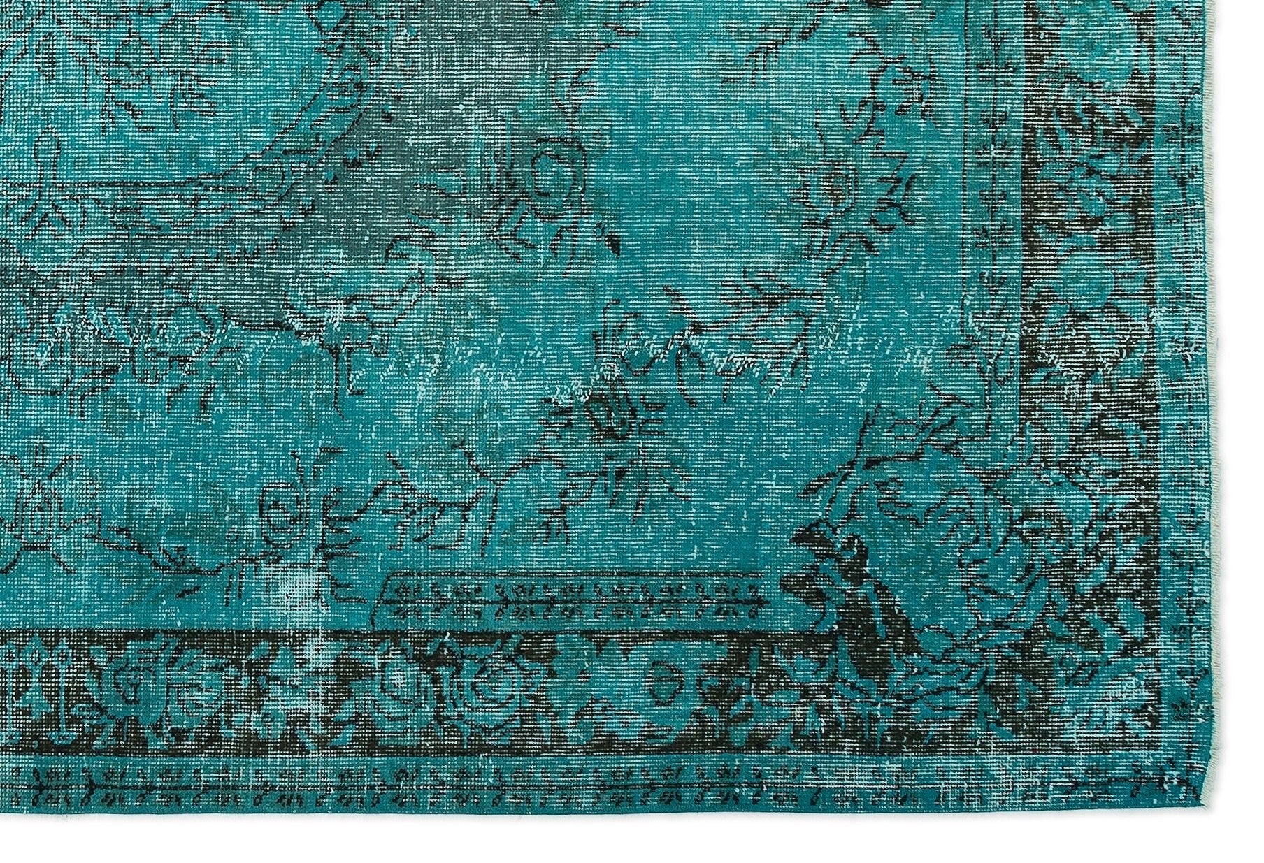 Atina 14983 Turquoise Vintage Wool Handmade Area Rug 5'10" x 8'8"