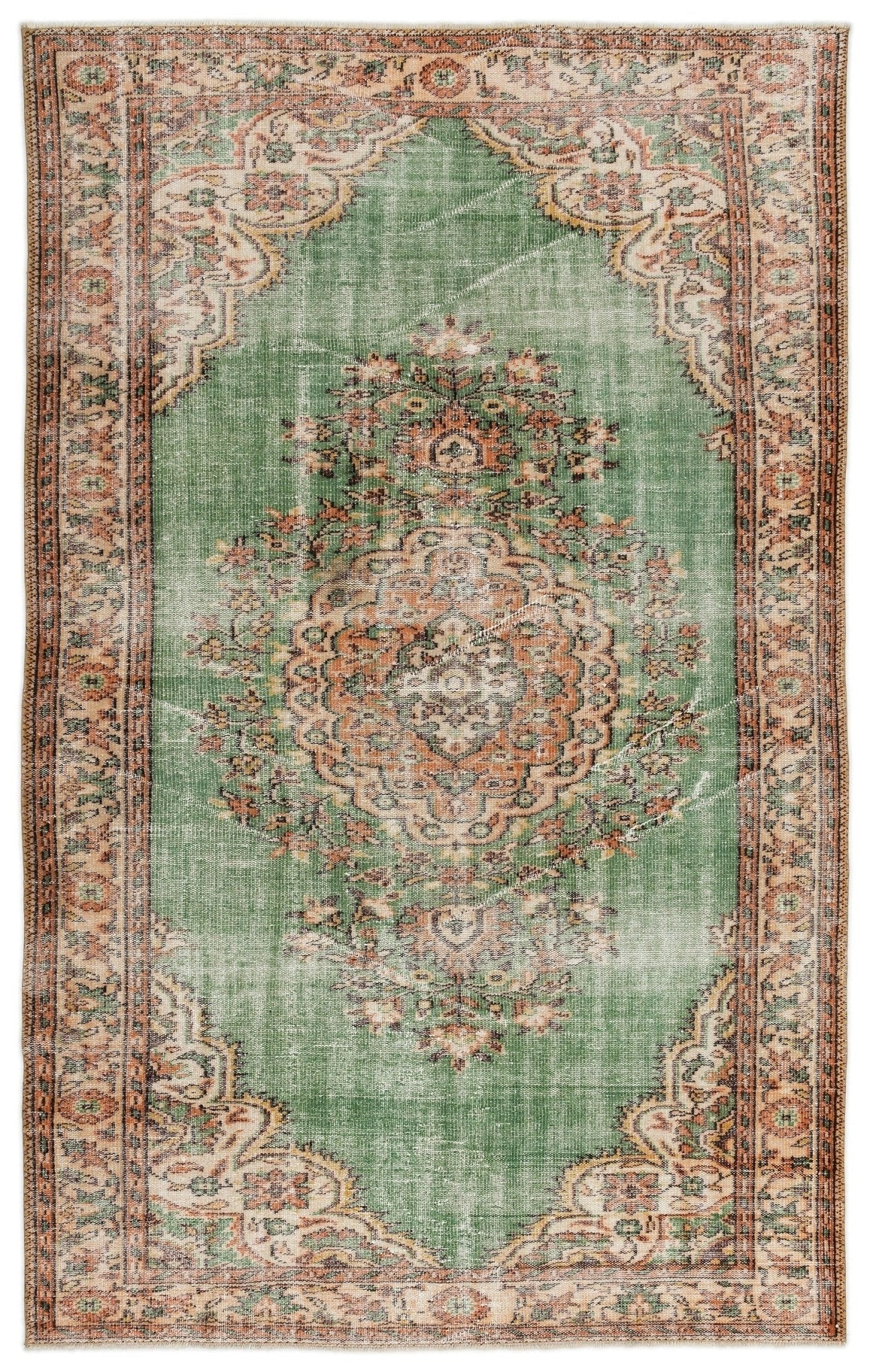 Atina 15057 Beige Vintage Wool Handmade Area Rug 5'11" x 9'3"