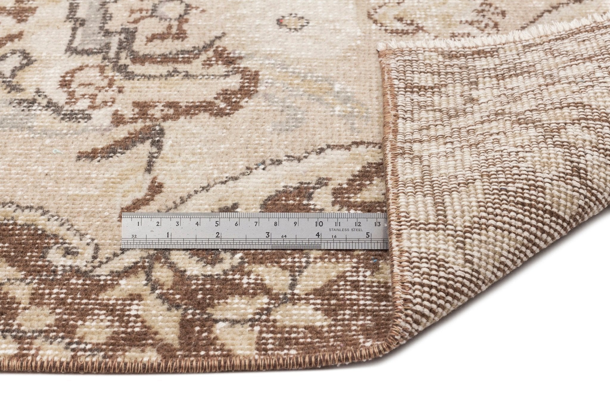 Atina 15150 Beige Vintage Wool Handmade Area Rug 5'6" x 8'8"