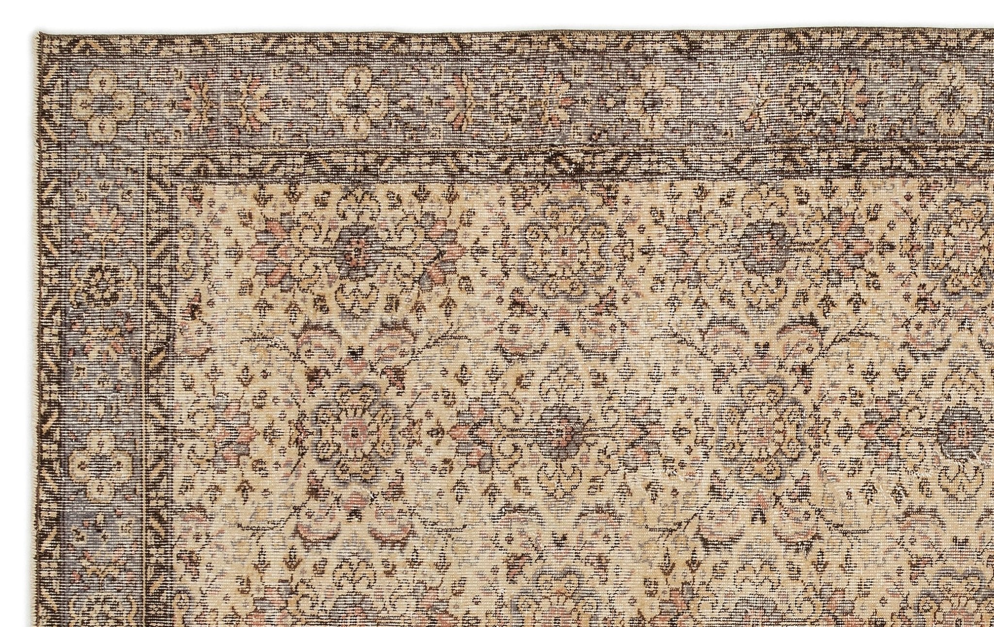 Atina 15151 Beige Vintage Wool Handmade Area Rug 6'2" x 9'8"