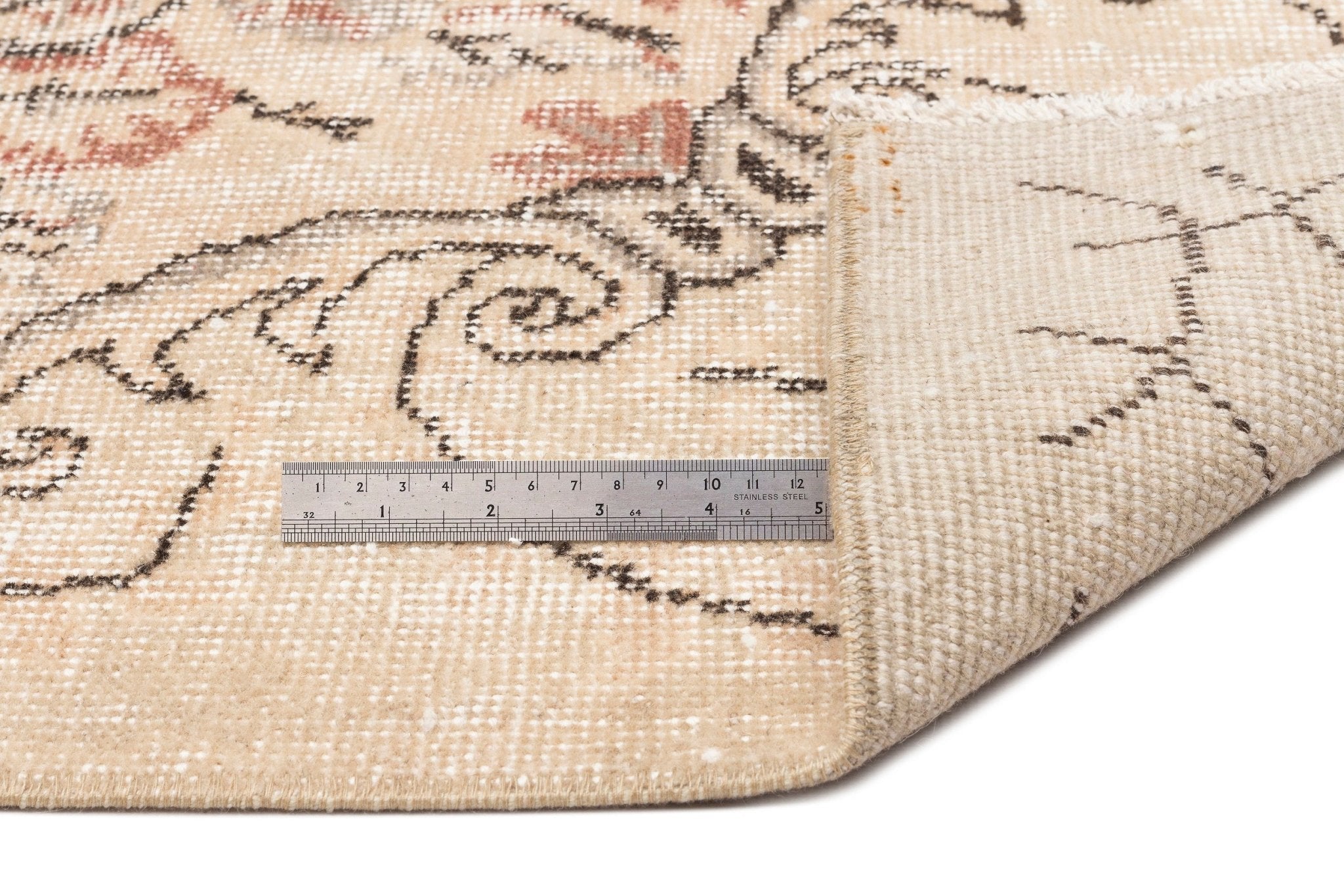 Atina 15164 Beige Vintage Wool Handmade Area Rug 5'9" x 9'10"