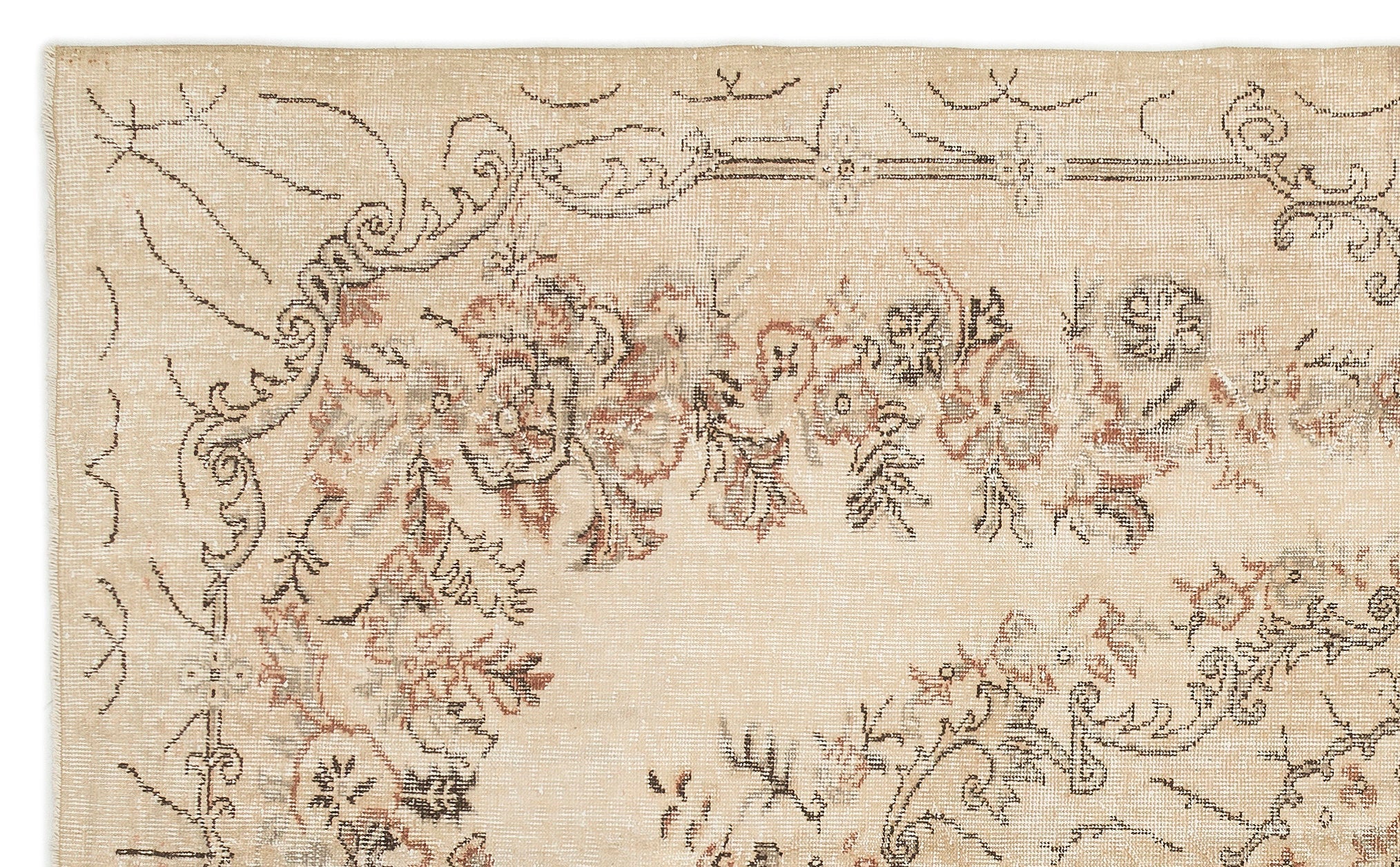 Atina 15164 Beige Vintage Wool Handmade Area Rug 5'9" x 9'10"