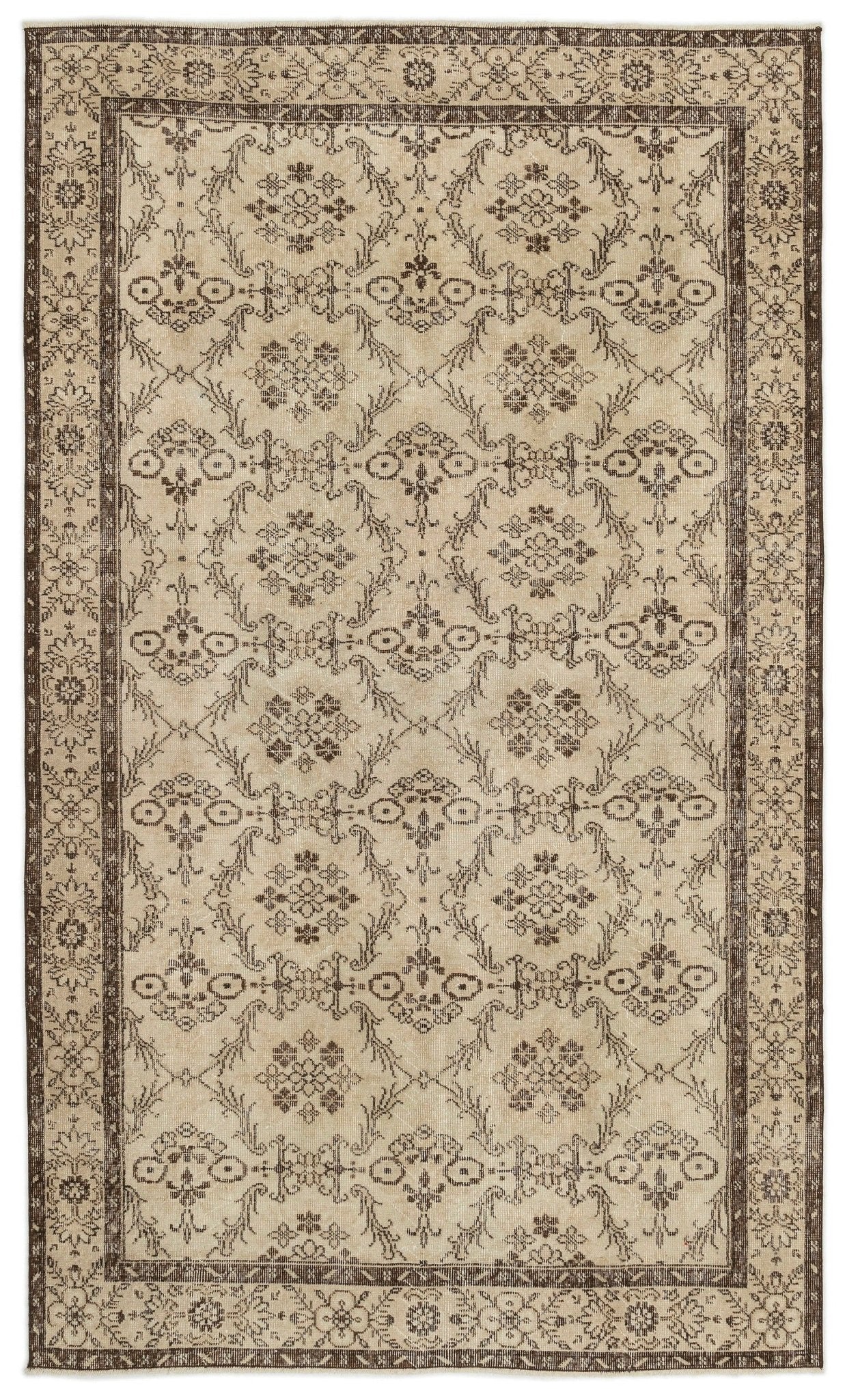 Atina 15171 Beige Vintage Wool Handmade Area Rug 5'5" x 8'10"