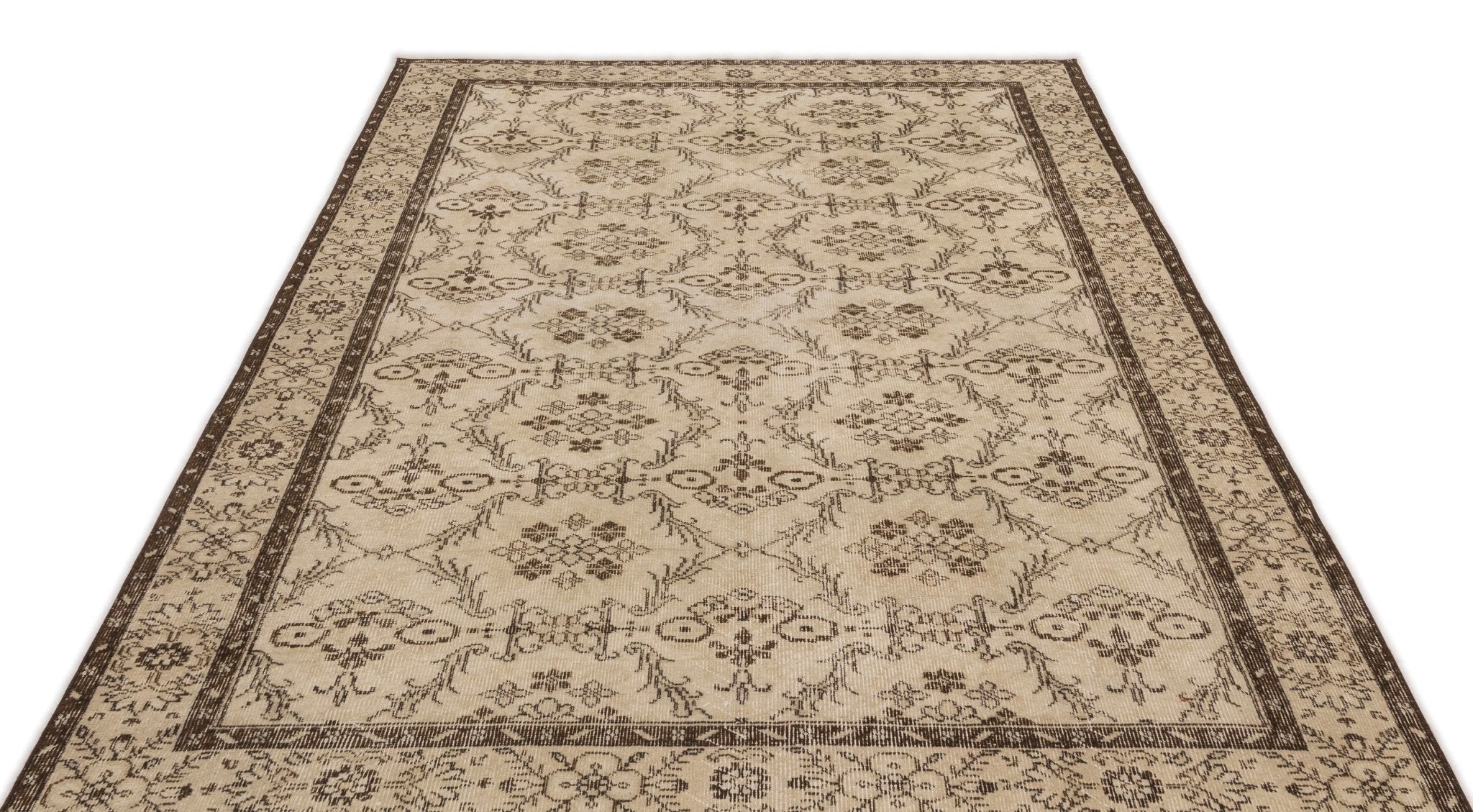 Atina 15171 Beige Vintage Wool Handmade Area Rug 5'5" x 8'10"