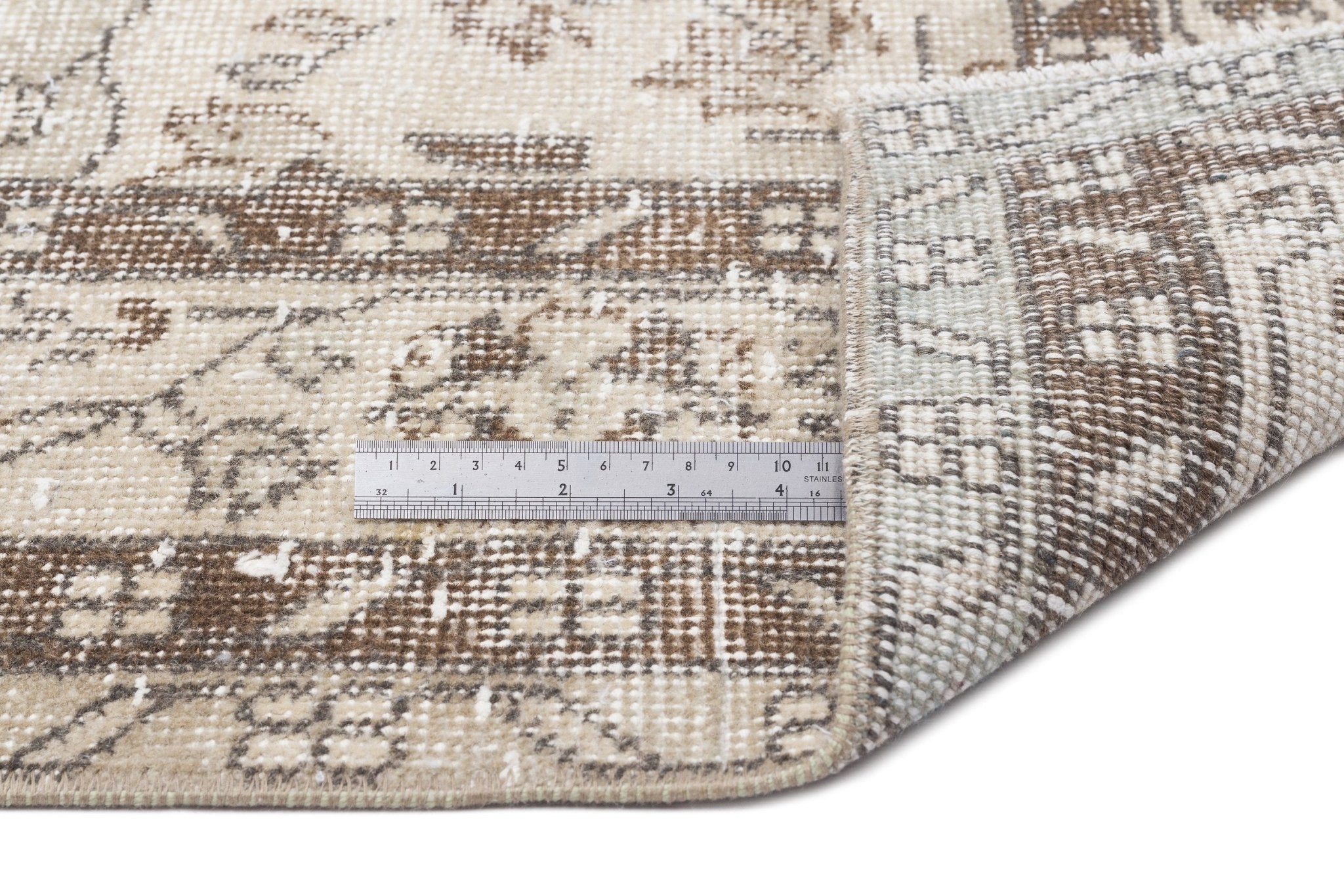 Atina 15176 Beige Vintage Wool Handmade Area Rug 6'1" x 10'1"