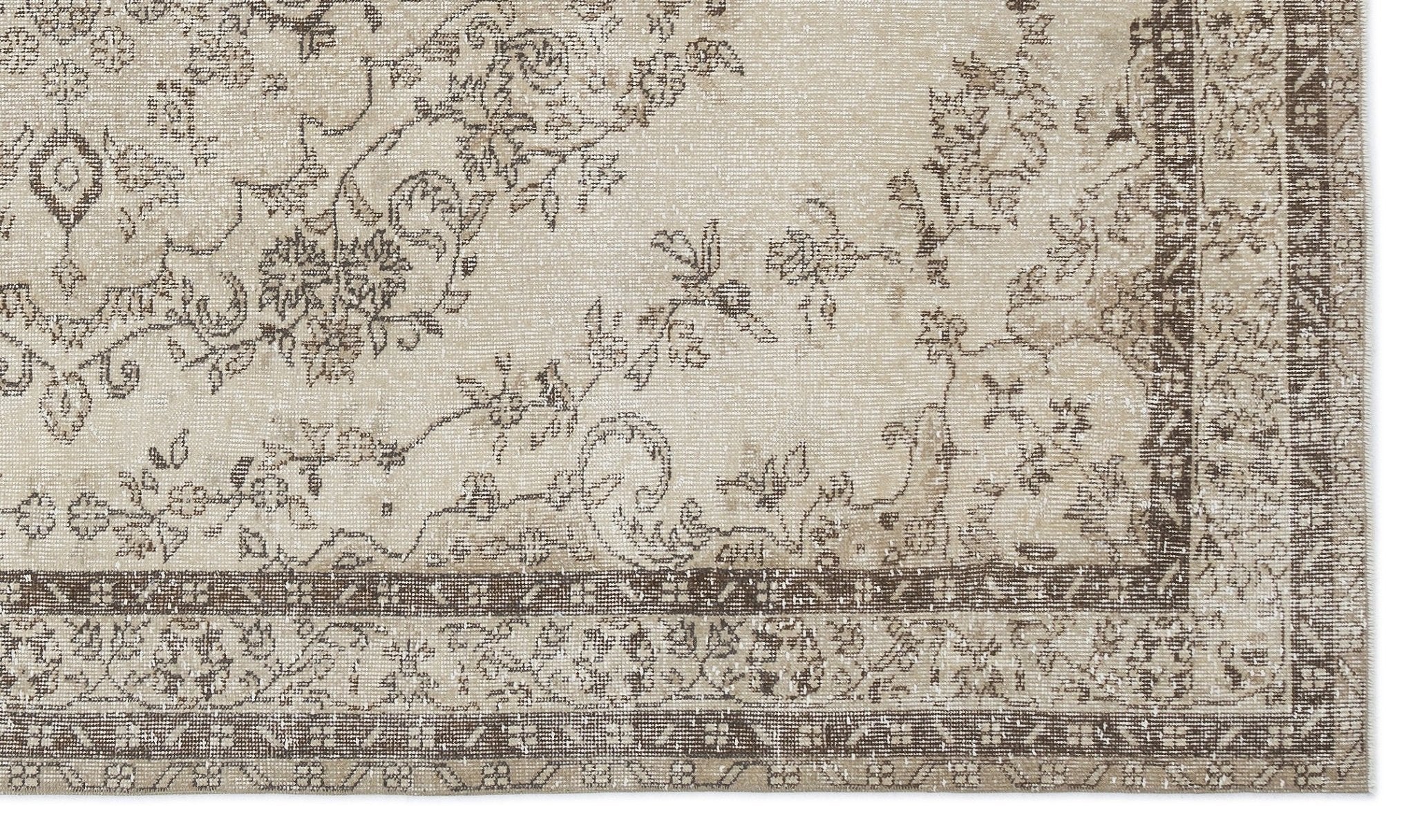 Atina 15176 Beige Vintage Wool Handmade Area Rug 6'1" x 10'1"