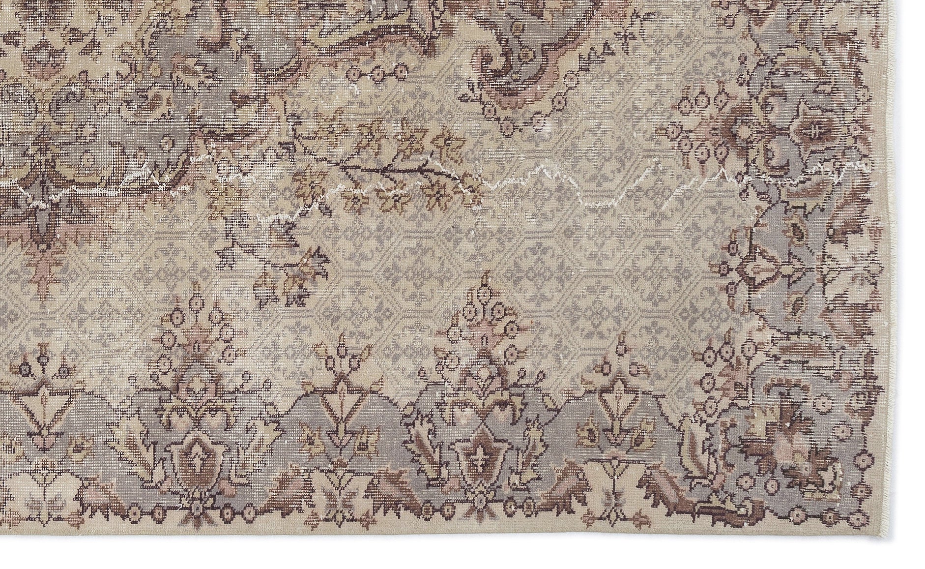 Atina 15196 Beige Vintage Wool Handmade Area Rug 5'3" x 8'10"
