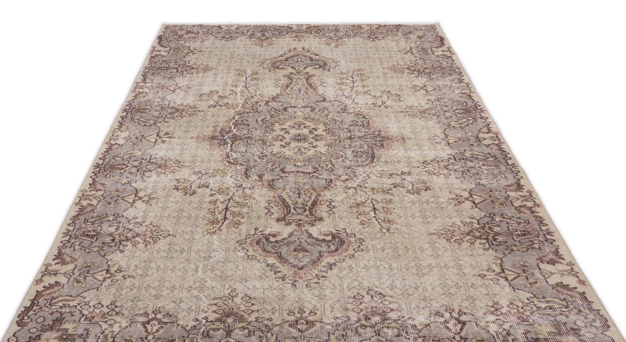 Atina 15196 Beige Vintage Wool Handmade Area Rug 5'3" x 8'10"