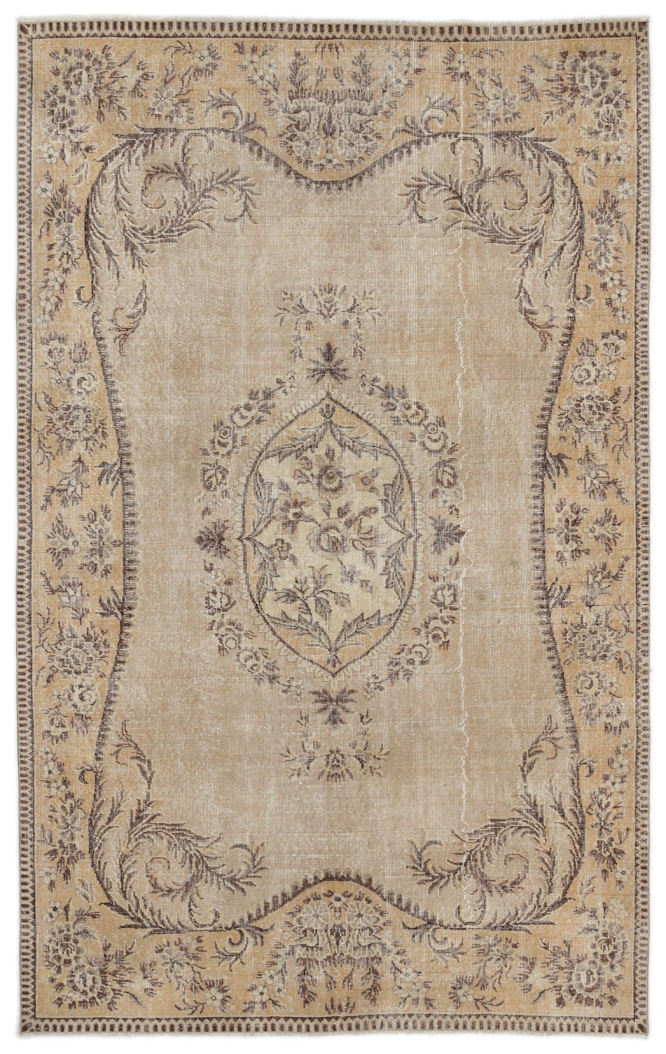 Atina 15214 Beige Vintage Wool Handmade Area Rug 6'1" x 9'8"