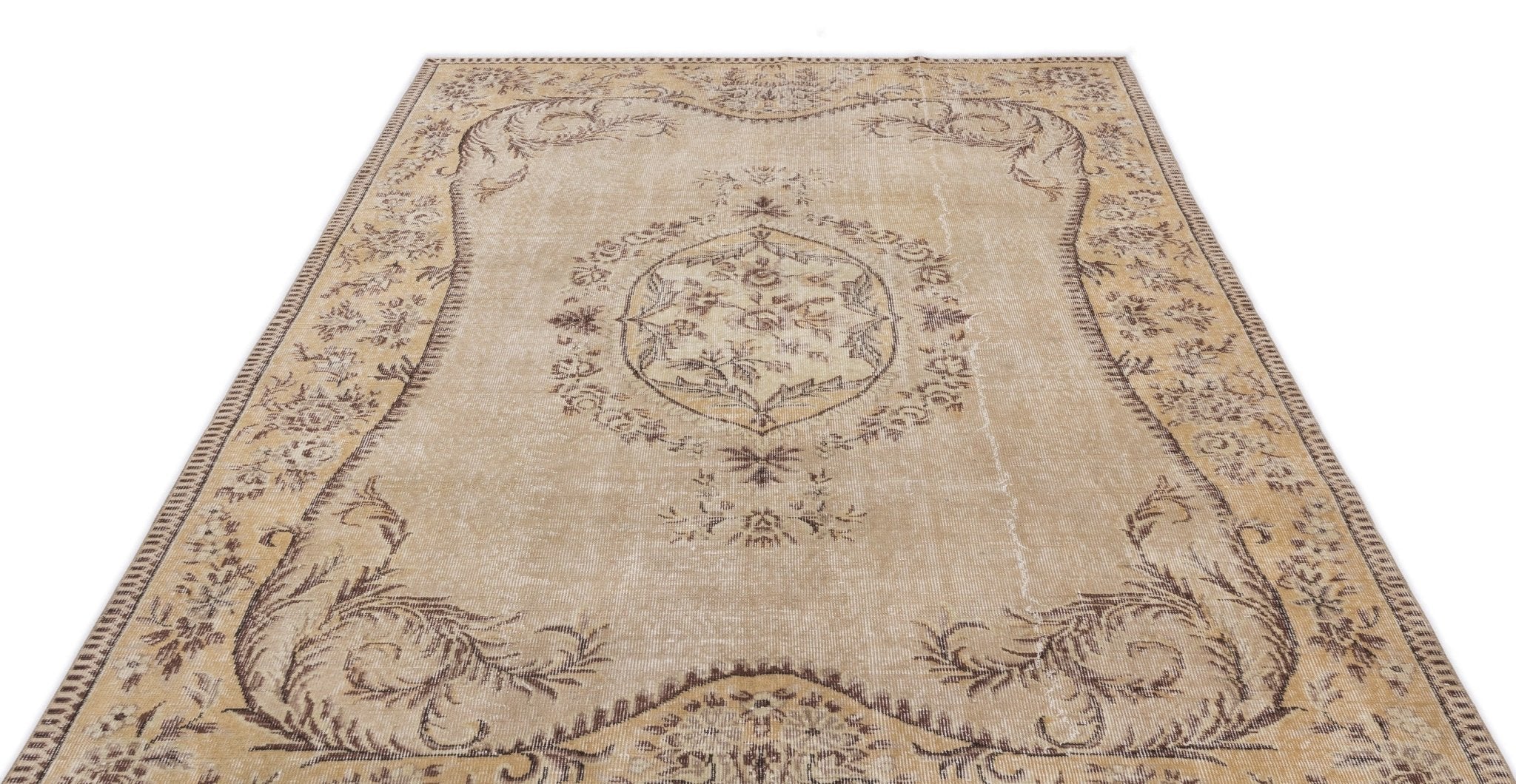 Atina 15214 Beige Vintage Wool Handmade Area Rug 6'1" x 9'8"