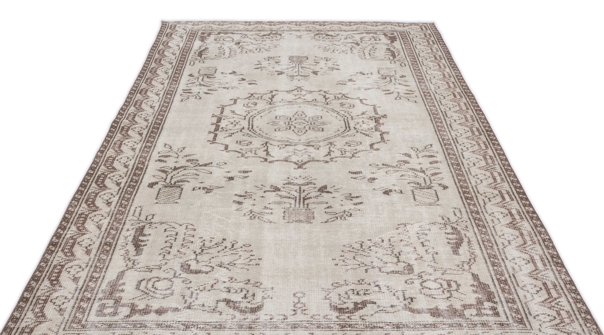 Atina 15257 Beige Vintage Wool Handmade Area Rug 5'11" x 9'9"
