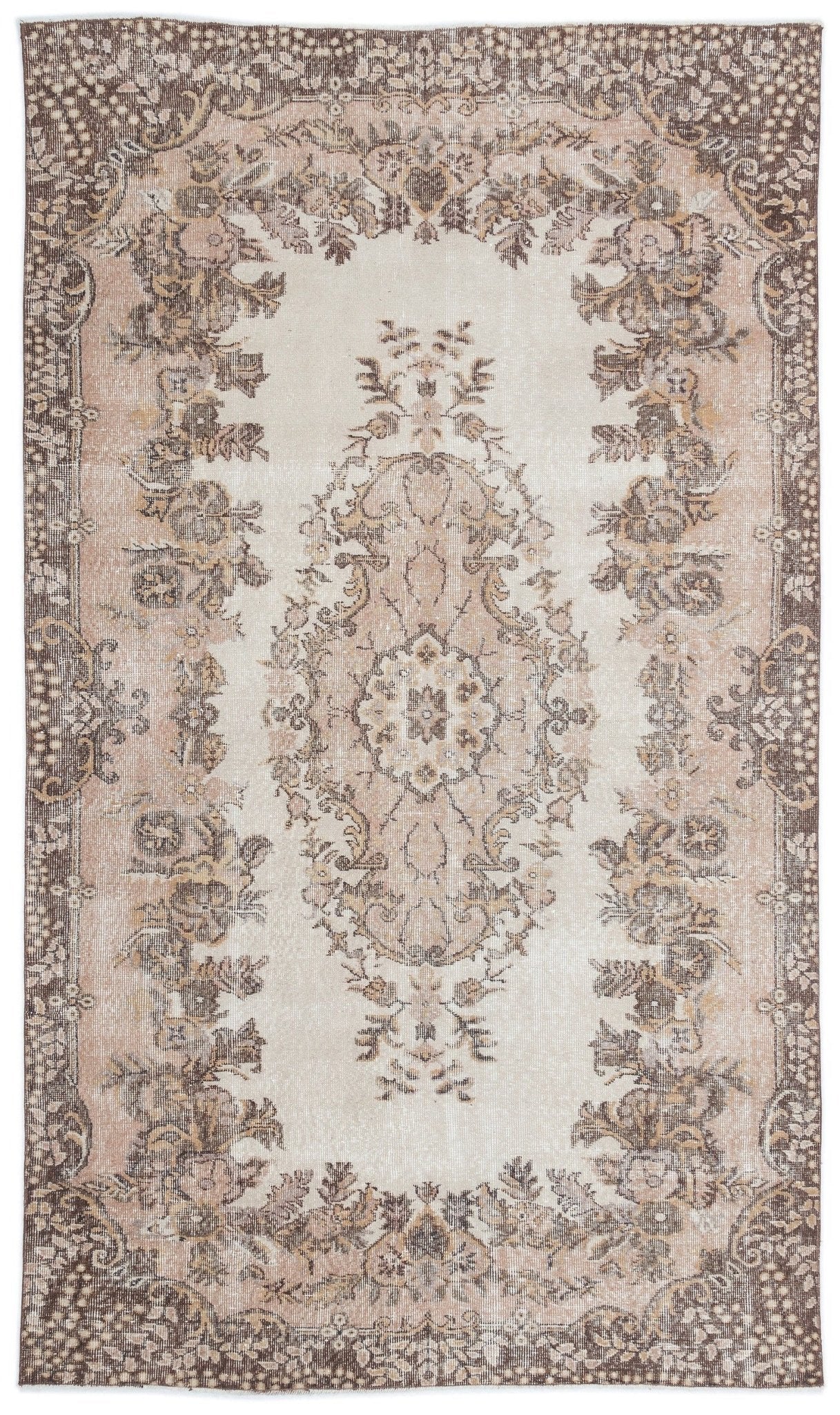 Atina 15507 Beige Vintage Wool Handmade Area Rug 5'9" x 9'10"