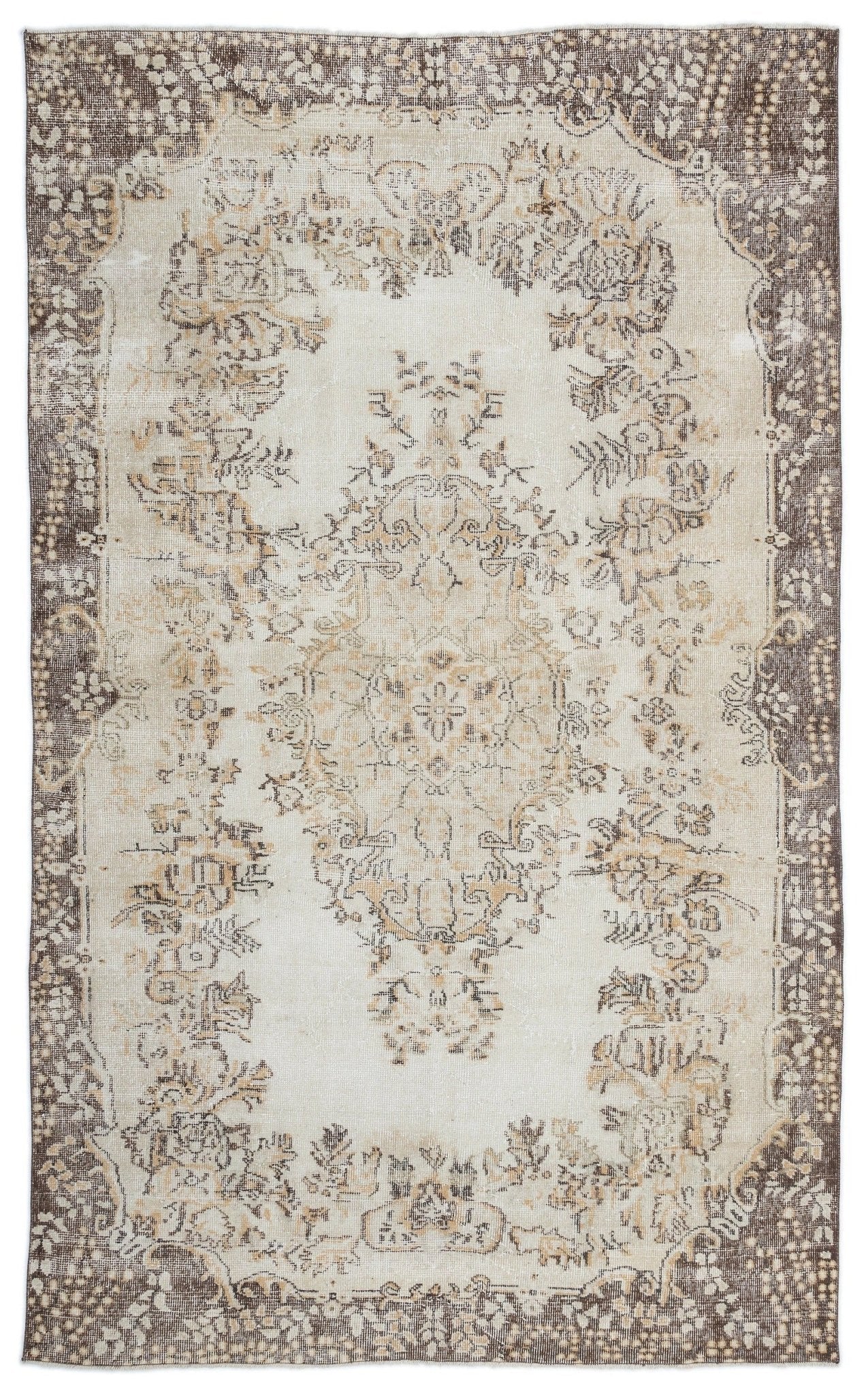 Atina 15575 Beige Vintage Wool Handmade Area Rug 6'0" x 9'11"