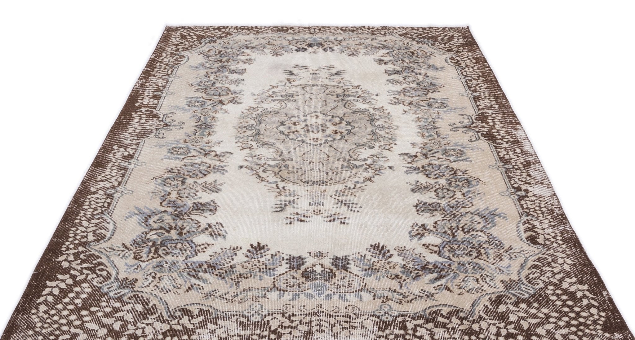 Atina 15582 Beige Vintage Wool Handmade Area Rug 5'9" x 9'6"