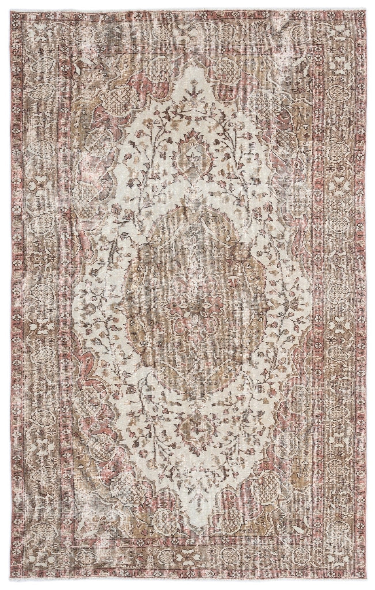 Atina 15599 Beige Vintage Wool Handmade Area Rug 5'9" x 9'2"