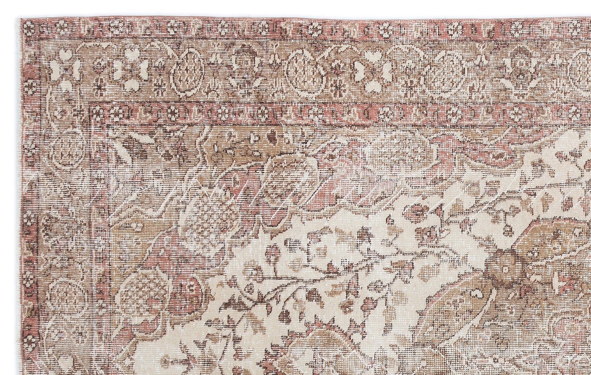 Atina 15599 Beige Vintage Wool Handmade Area Rug 5'9" x 9'2"