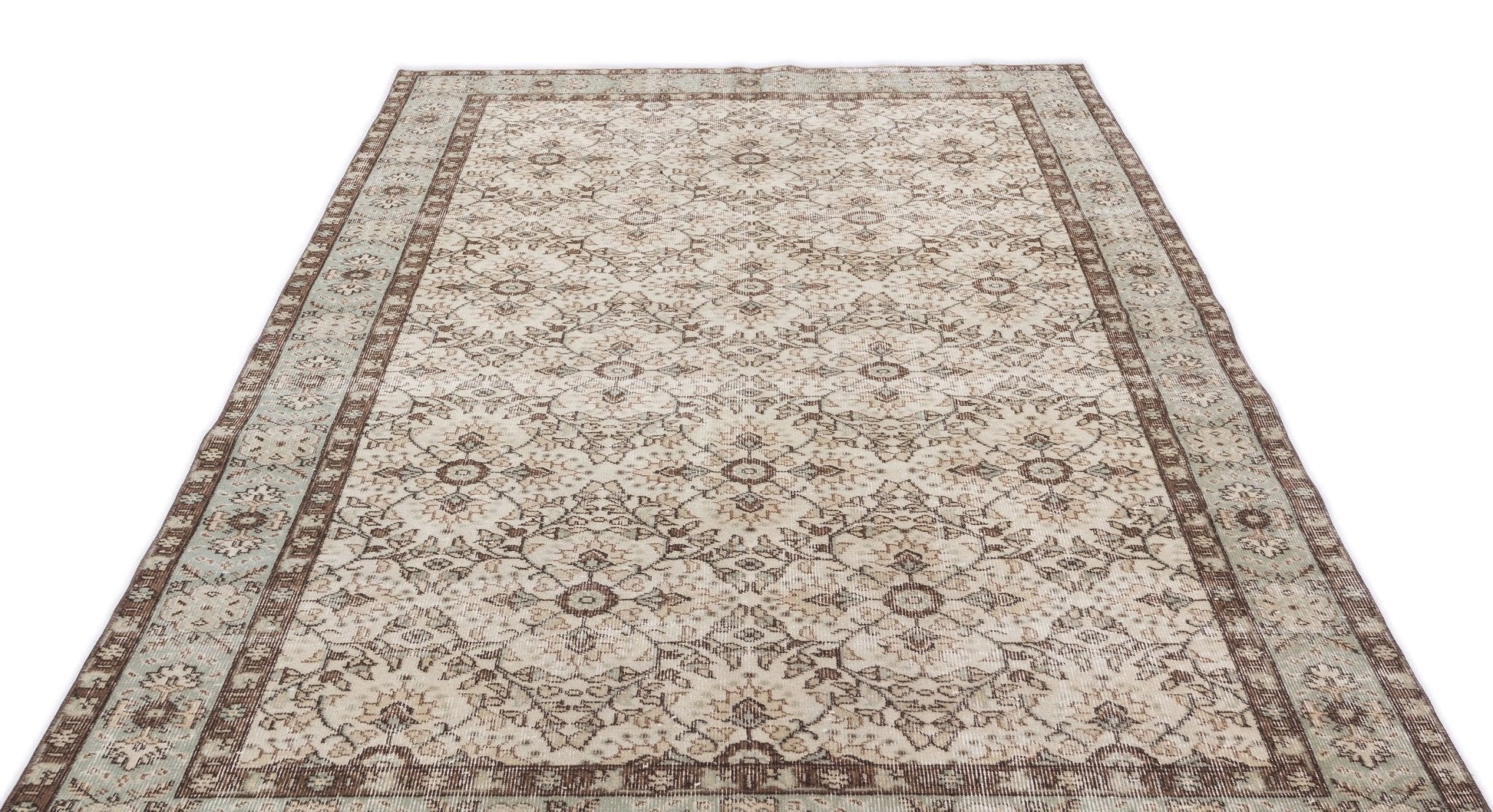Atina 15610 Beige Vintage Wool Handmade Area Rug 5'7" x 9'6"