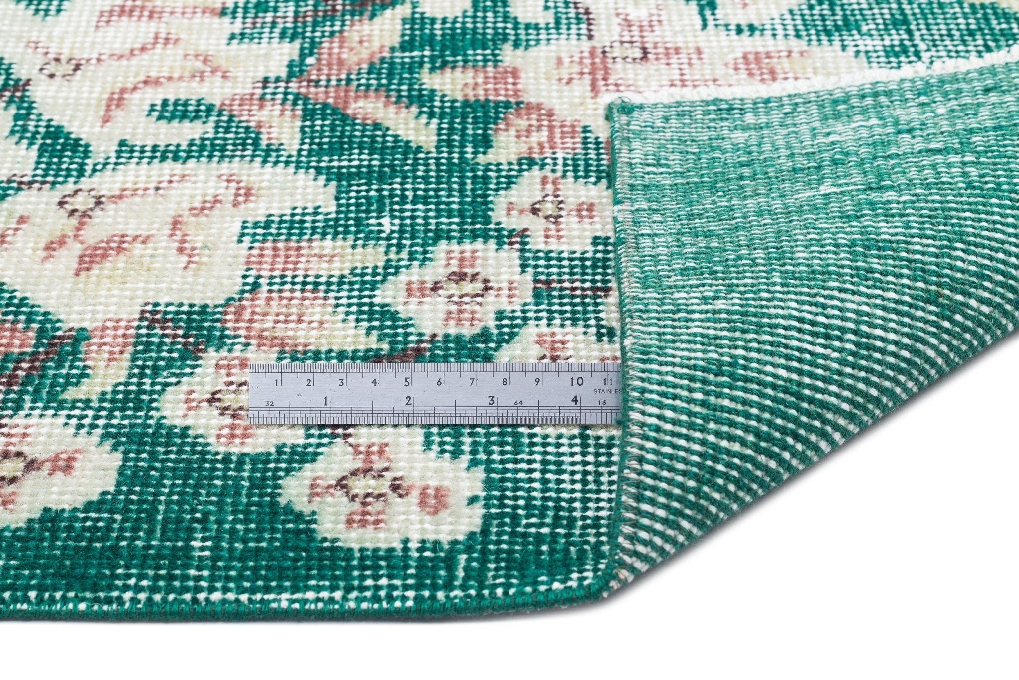 Atina 15633 Green Vintage Wool Handmade Area Rug 5'9" x 9'0"