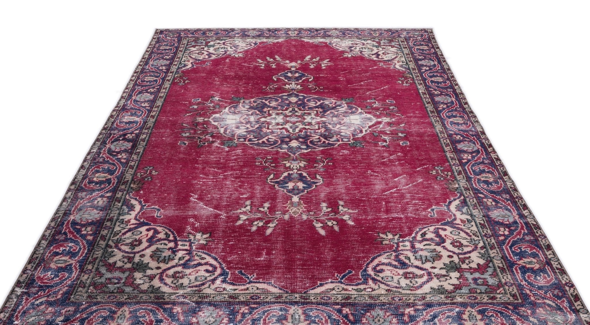 Atina 15746 Red Vintage Wool Handmade Area Rug 6'5" x 10'2"