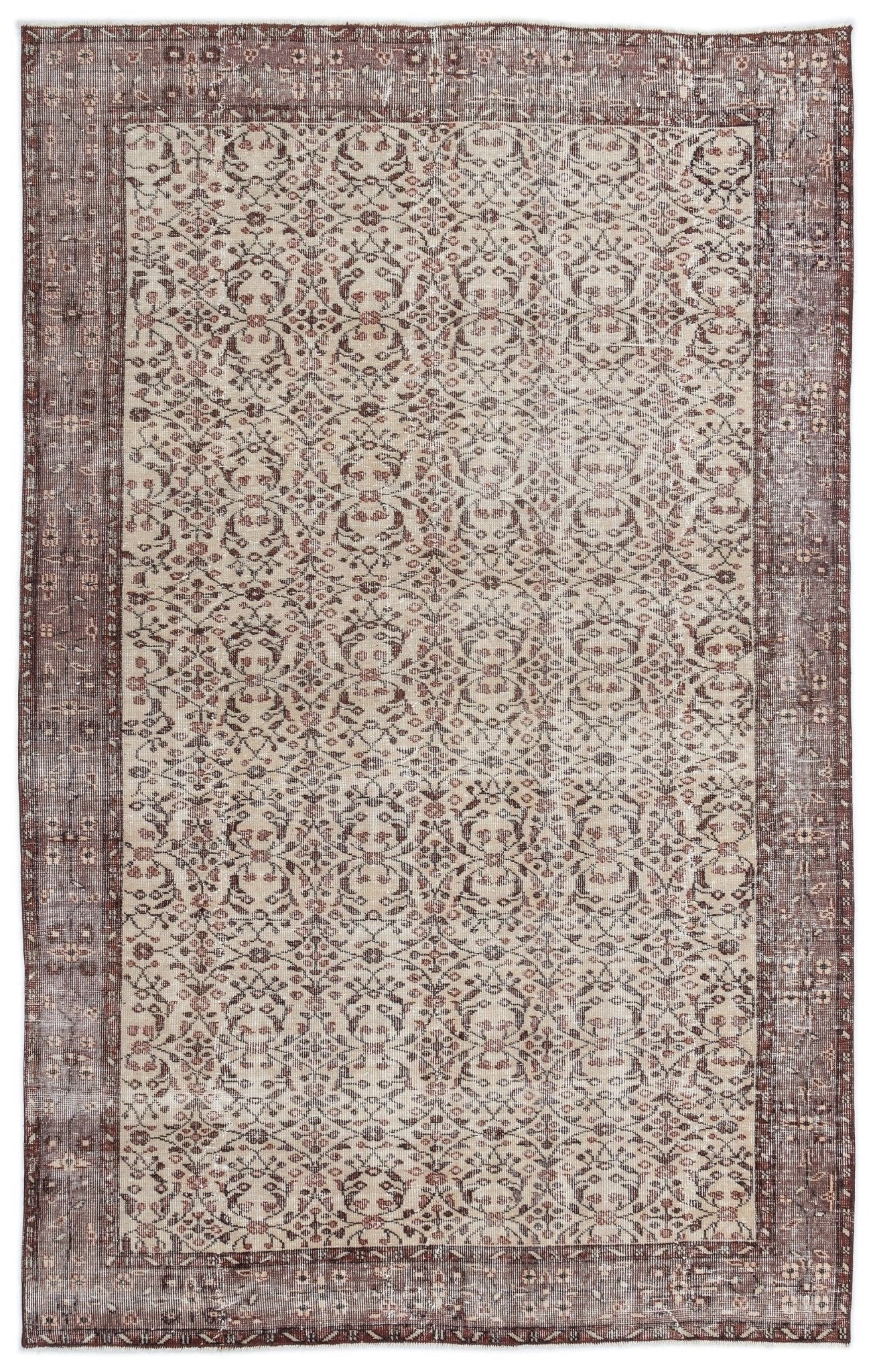 Atina 15786 Beige Vintage Wool Handmade Area Rug 5'3" x 8'8"