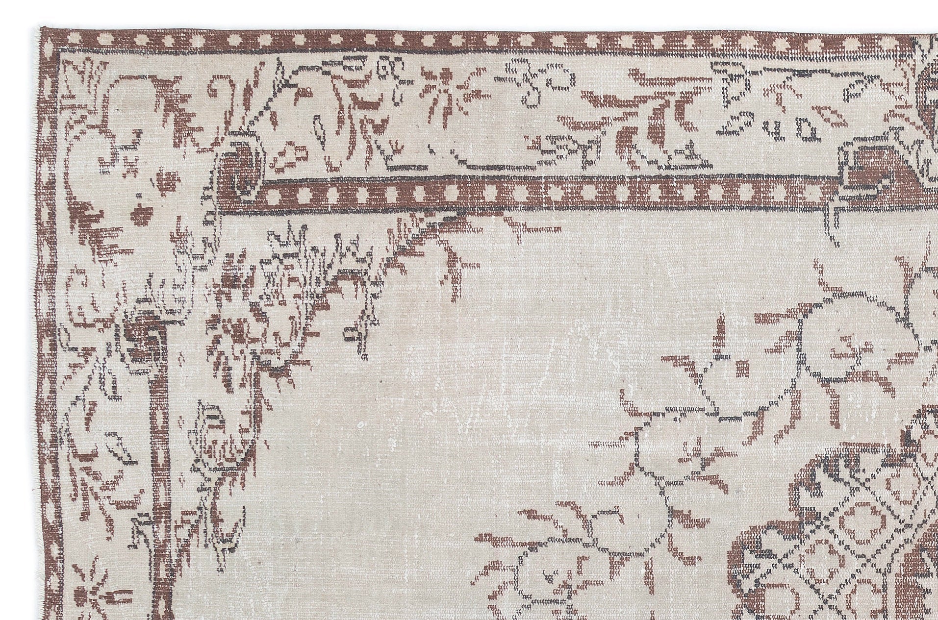 Atina 15787 Beige Vintage Wool Handmade Area Rug 5'11" x 9'1"