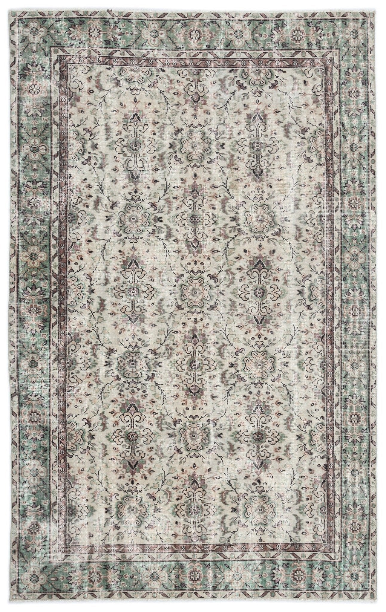 Atina 15790 Beige Vintage Wool Handmade Area Rug 5'6" x 8'9"