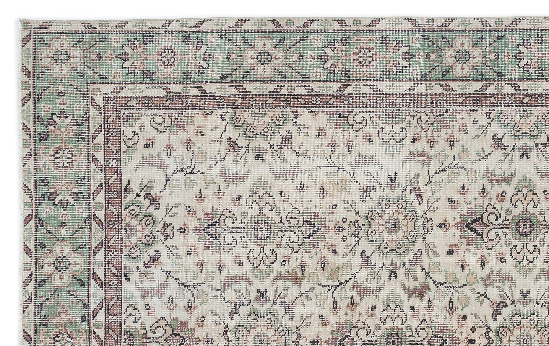 Atina 15790 Beige Vintage Wool Handmade Area Rug 5'6" x 8'9"