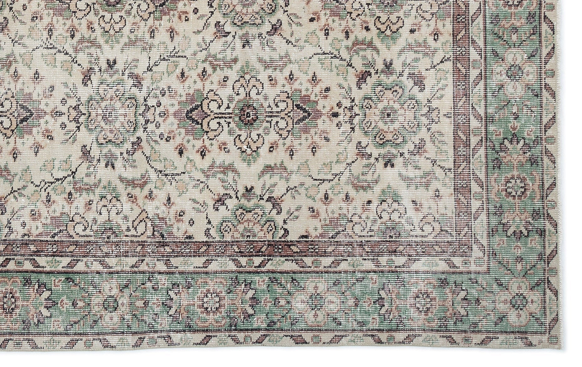 Atina 15790 Beige Vintage Wool Handmade Area Rug 5'6" x 8'9"