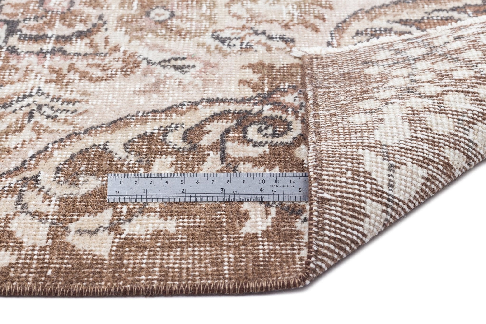 Atina 15907 Beige Vintage Wool Handmade Area Rug 5'7" x 9'7"