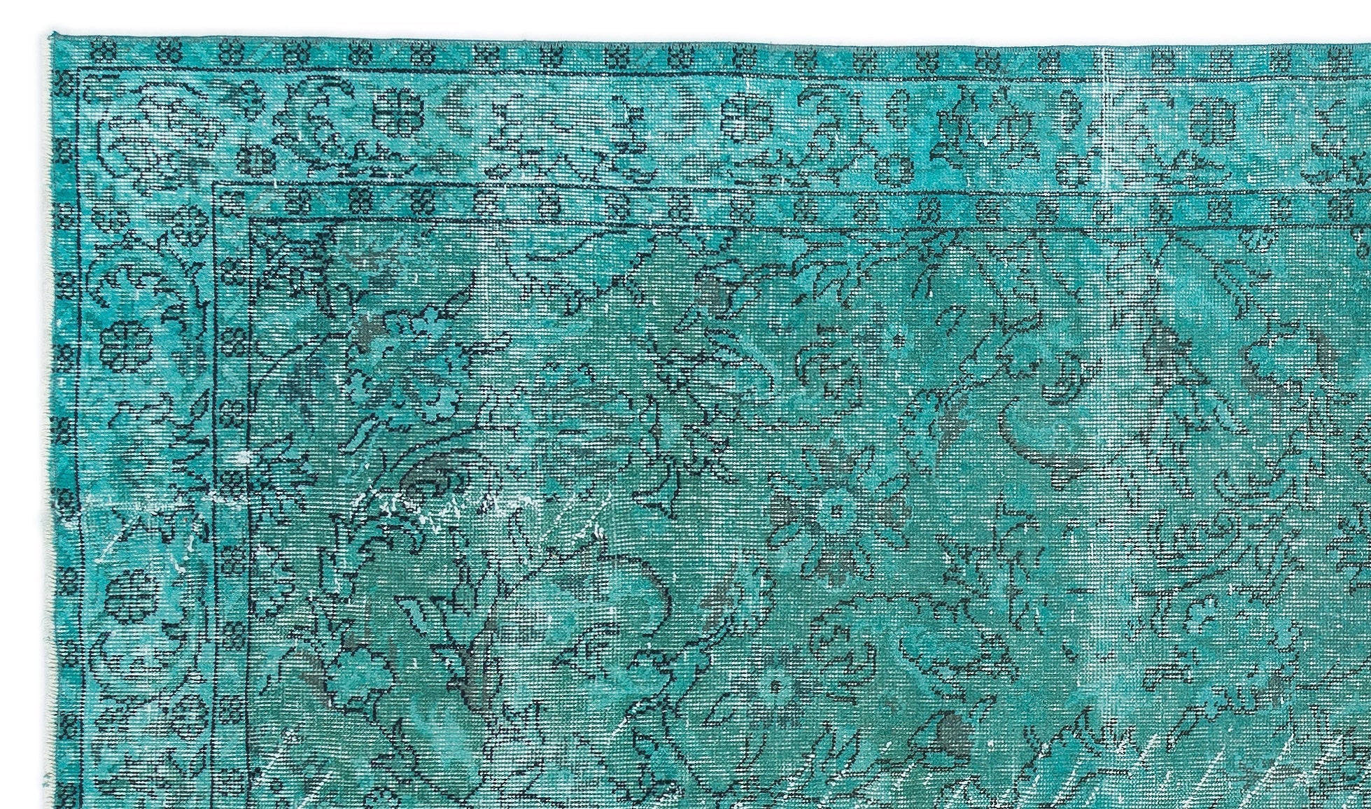 Atina 15940 Turquoise Vintage Wool Handmade Area Rug 5'5" x 9'3"