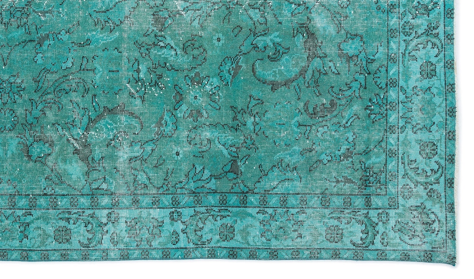 Atina 15940 Turquoise Vintage Wool Handmade Area Rug 5'5" x 9'3"