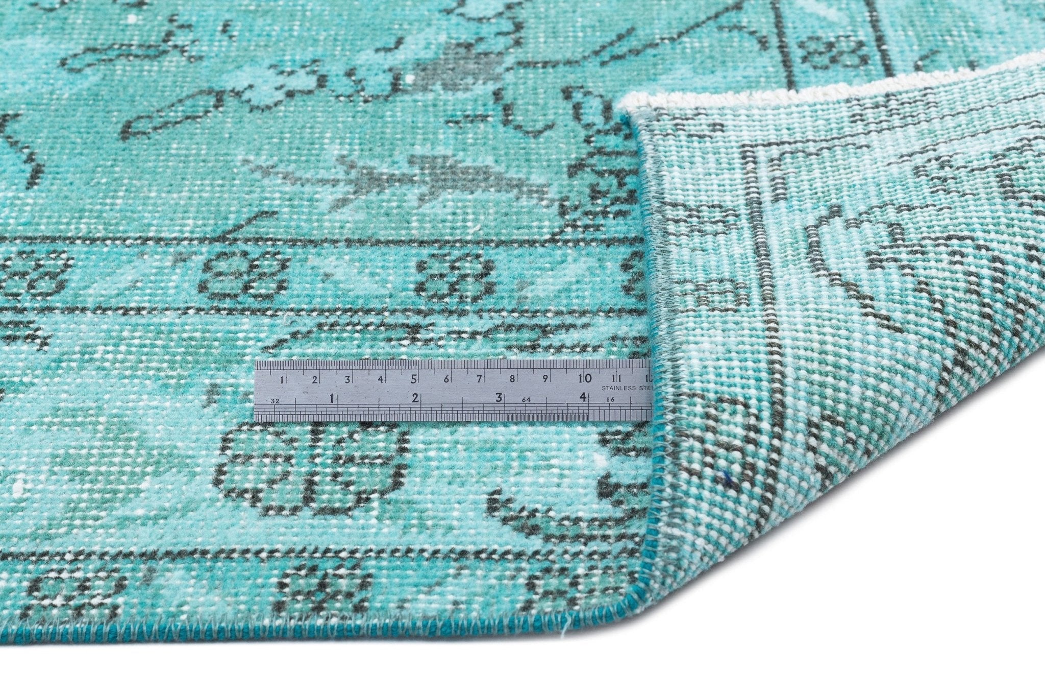 Atina 15940 Turquoise Vintage Wool Handmade Area Rug 5'5" x 9'3"