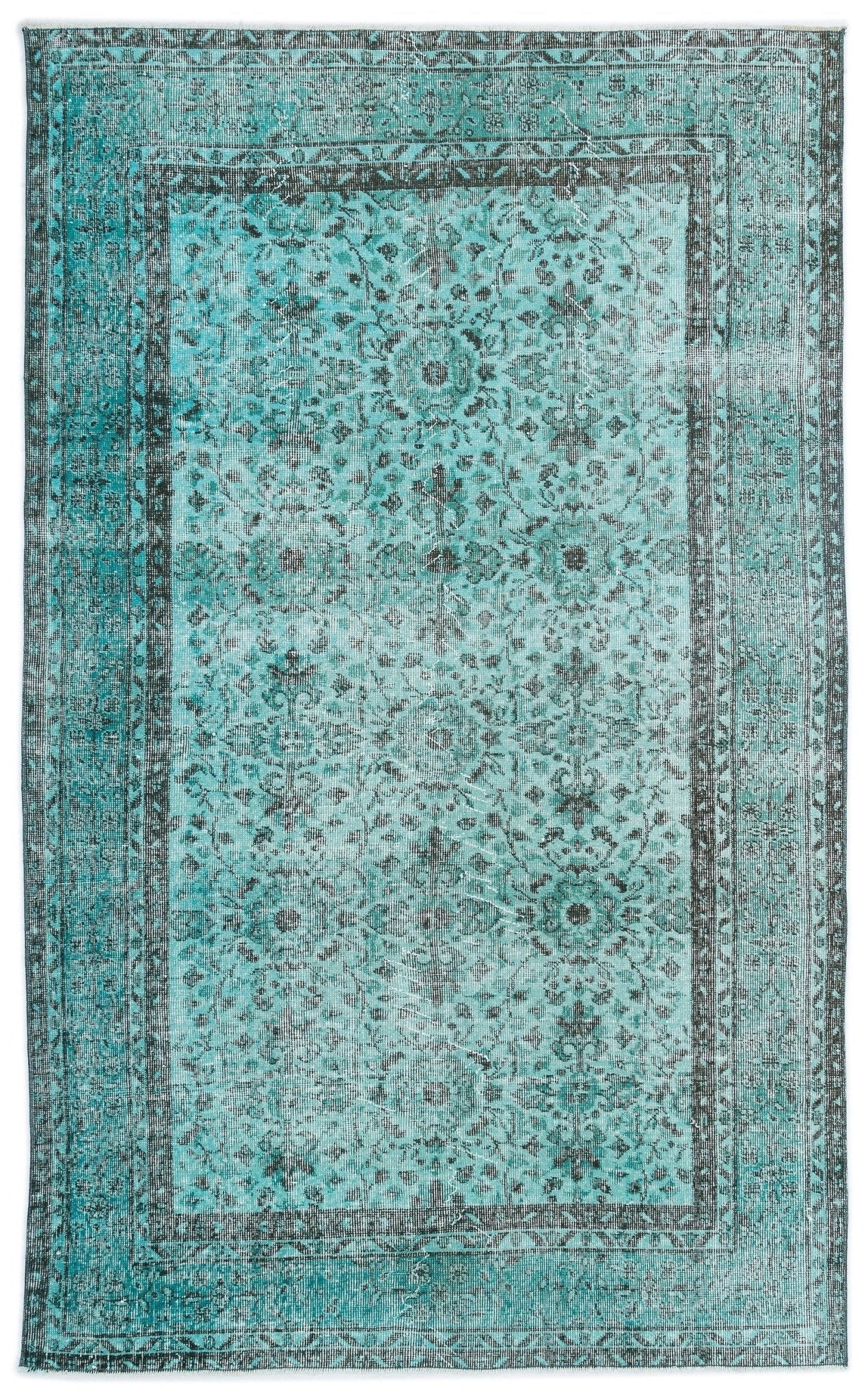 Atina 15944 Turquoise Vintage Wool Handmade Area Rug 4'11" x 8'3"