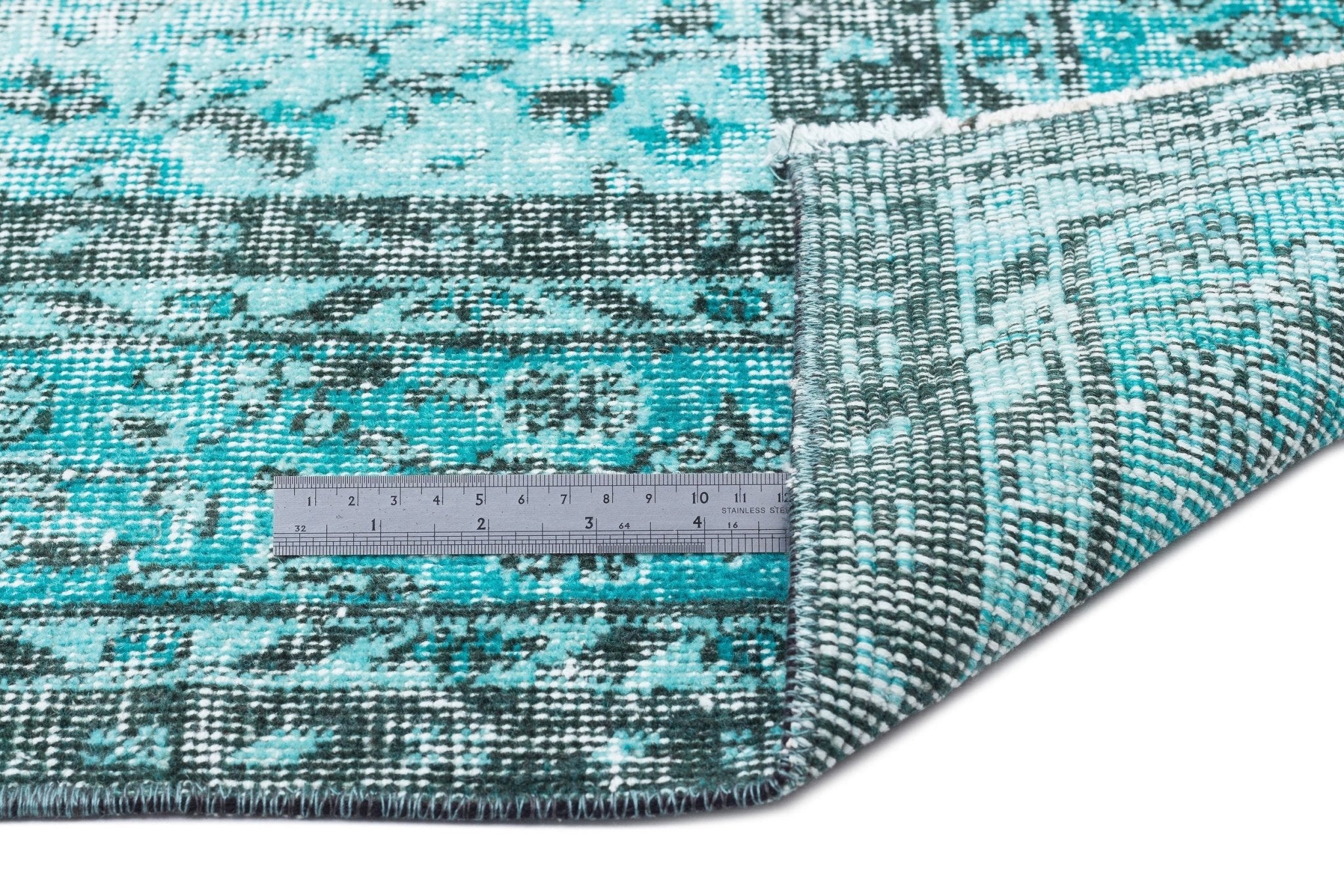 Atina 15944 Turquoise Vintage Wool Handmade Area Rug 4'11" x 8'3"