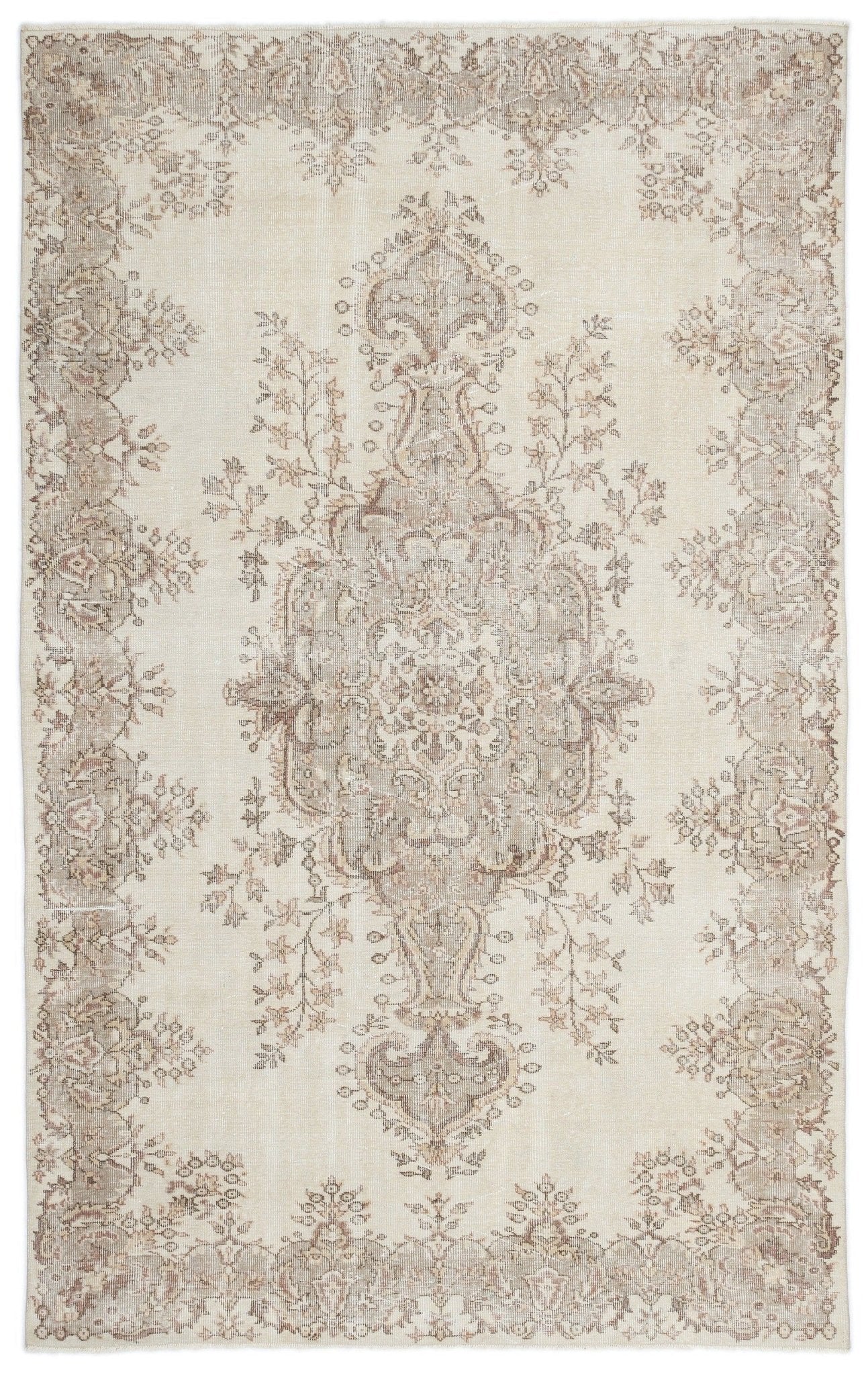 Atina 15962 Beige Vintage Wool Handmade Area Rug 5'9" x 9'2"
