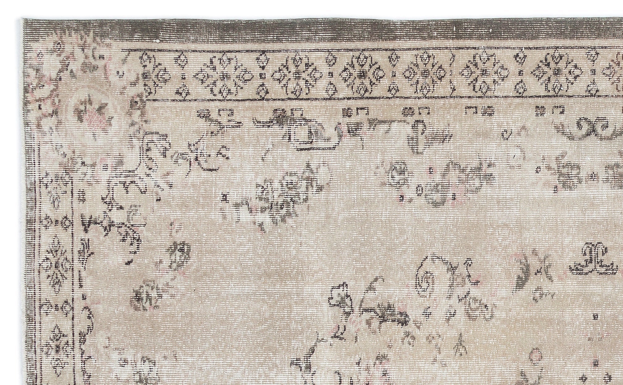 Atina 16310 Beige Vintage Wool Handmade Area Rug 5'11" x 9'2"