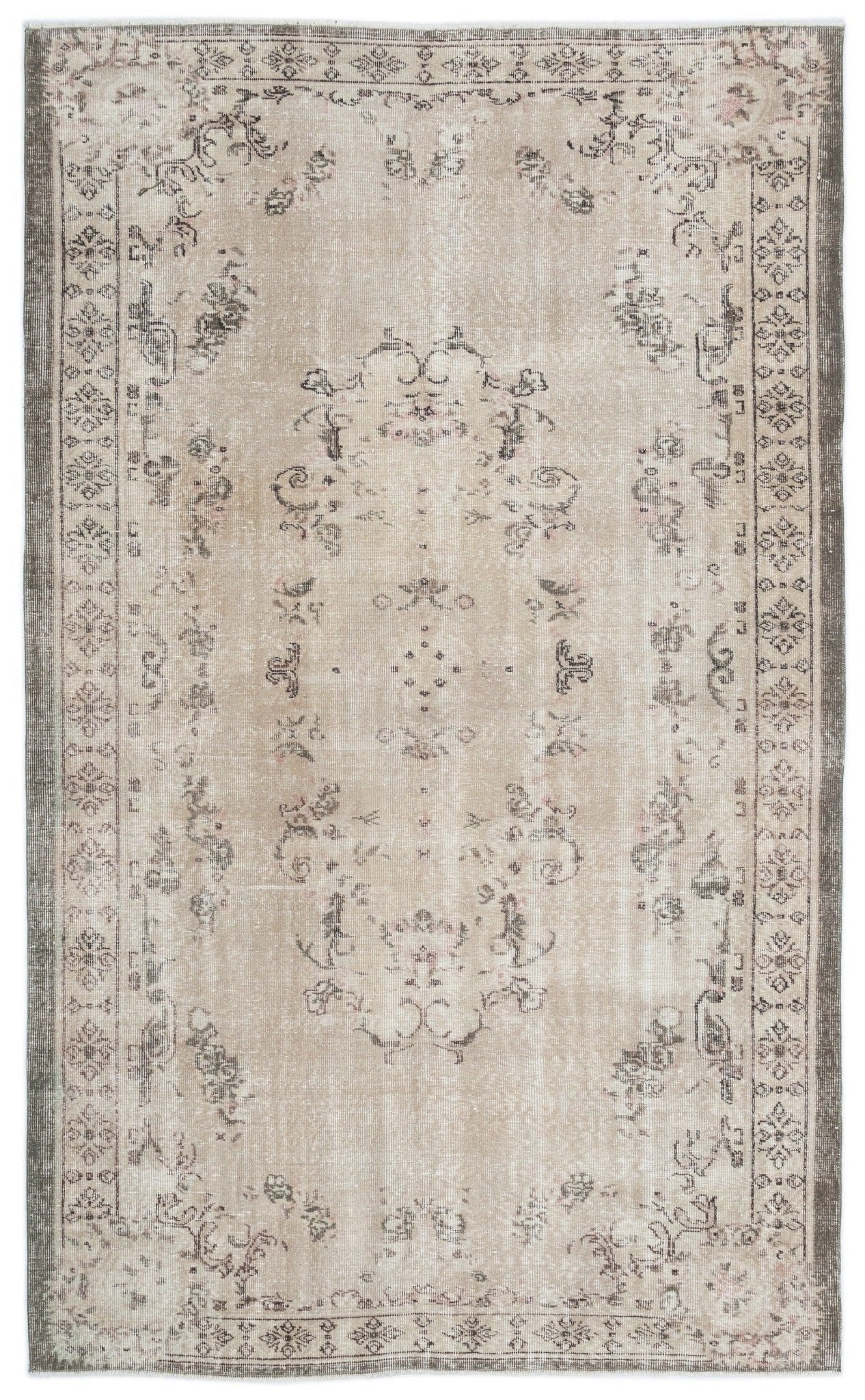 Atina 16310 Beige Vintage Wool Handmade Area Rug 5'11" x 9'2"
