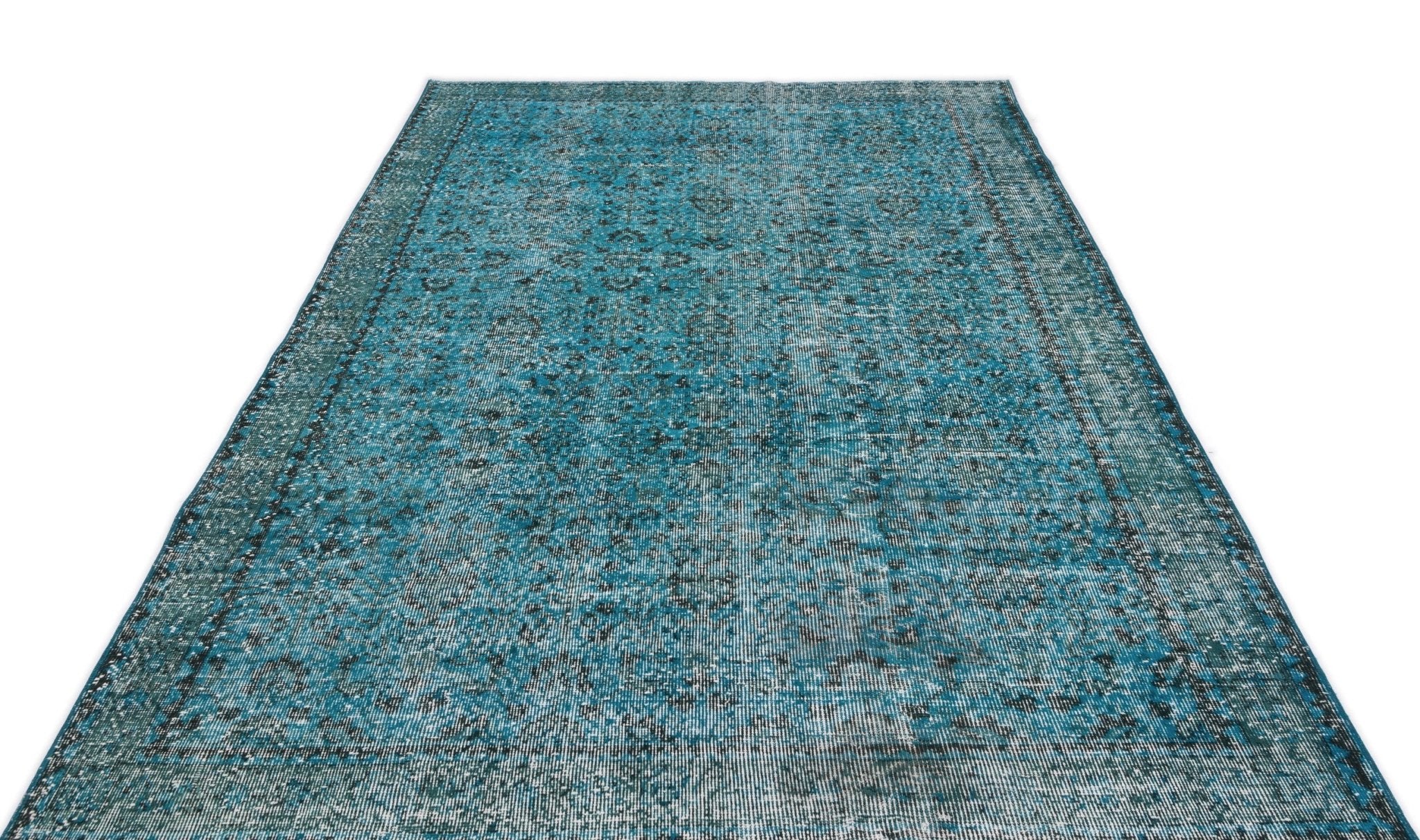 Atina 16552 Turquoise Vintage Wool Handmade Area Rug 5'6" x 8'11"