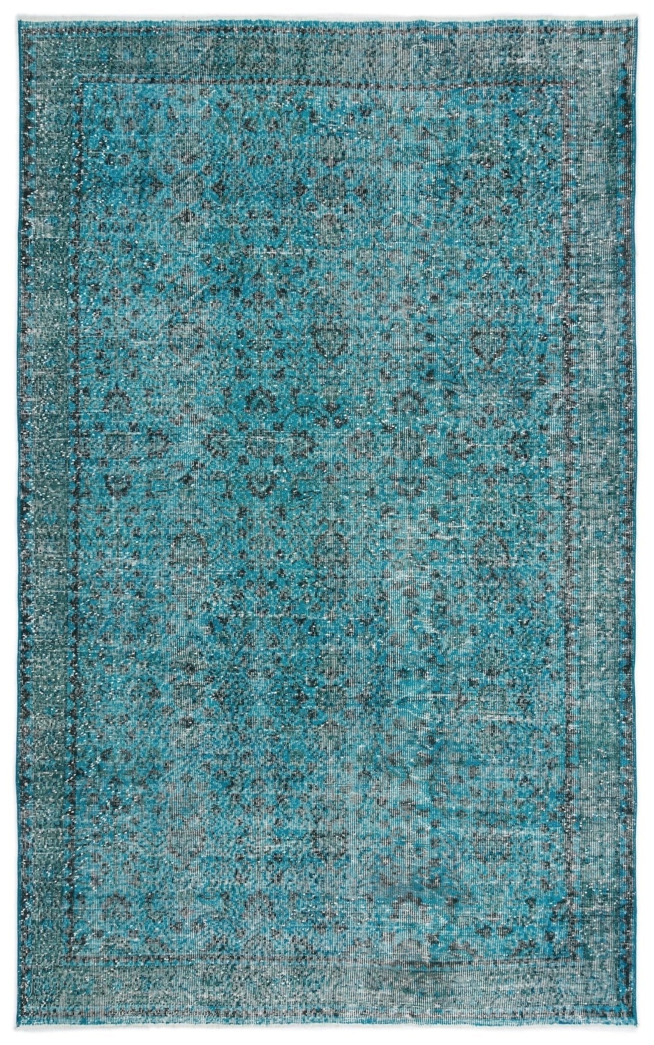 Atina 16552 Turquoise Vintage Wool Handmade Area Rug 5'6" x 8'11"